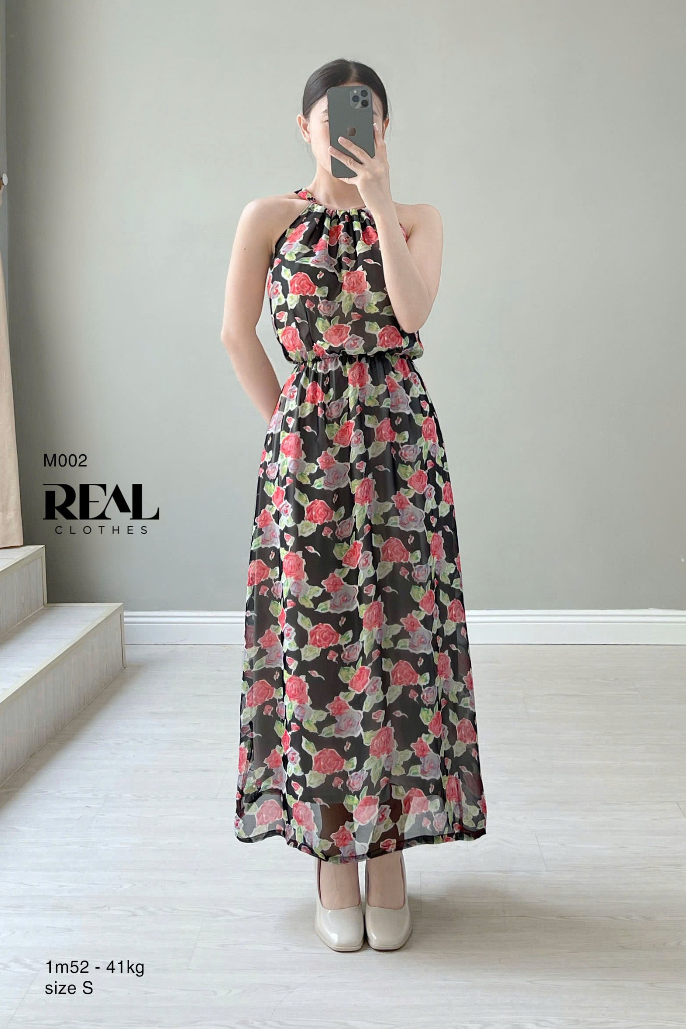 Maxi Yếm Midi Hoa Đen SALE