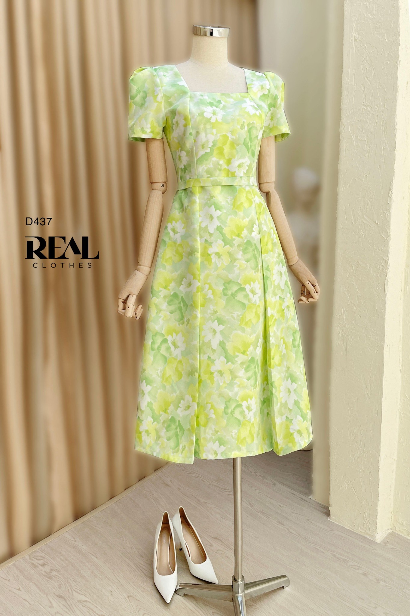 Đầm Ngọc Lan hoa xanh SALE - size S