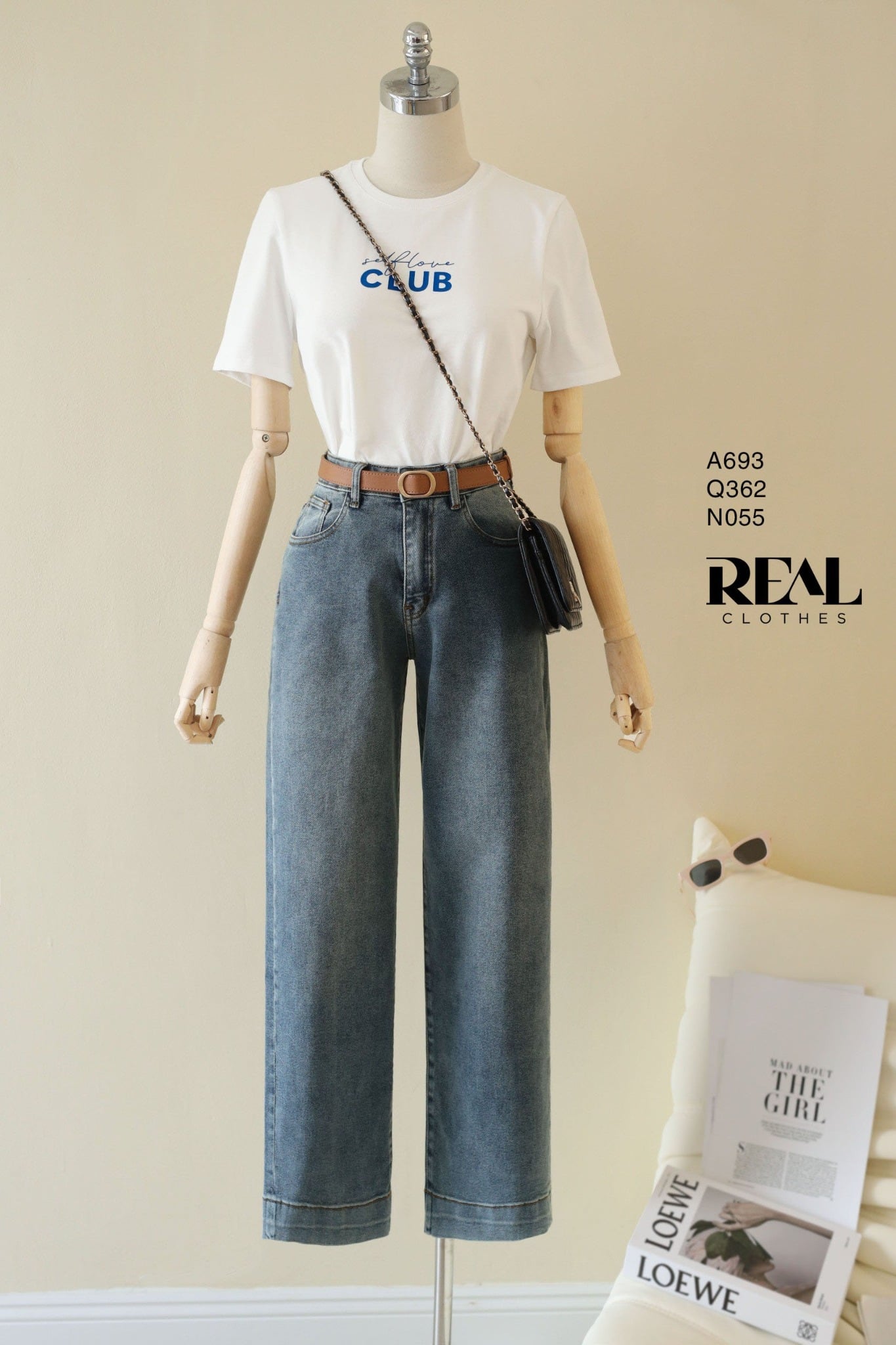 Quần Jeans ống đứng xanh đậm