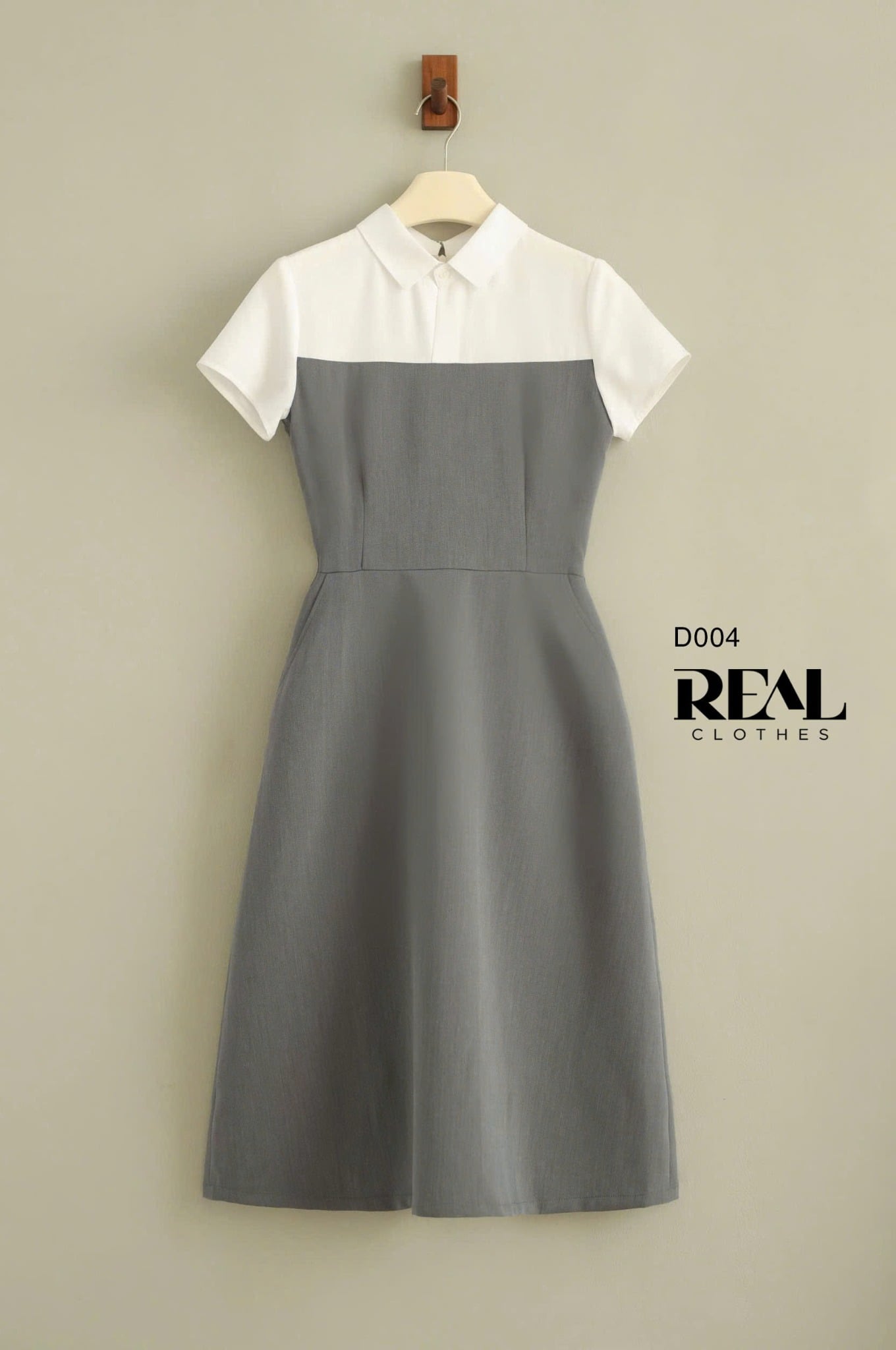 Đầm phối màu xám SALE