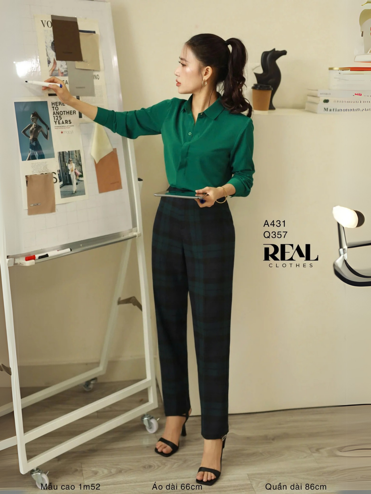 Quần lưng thun caro xanh lá SALE