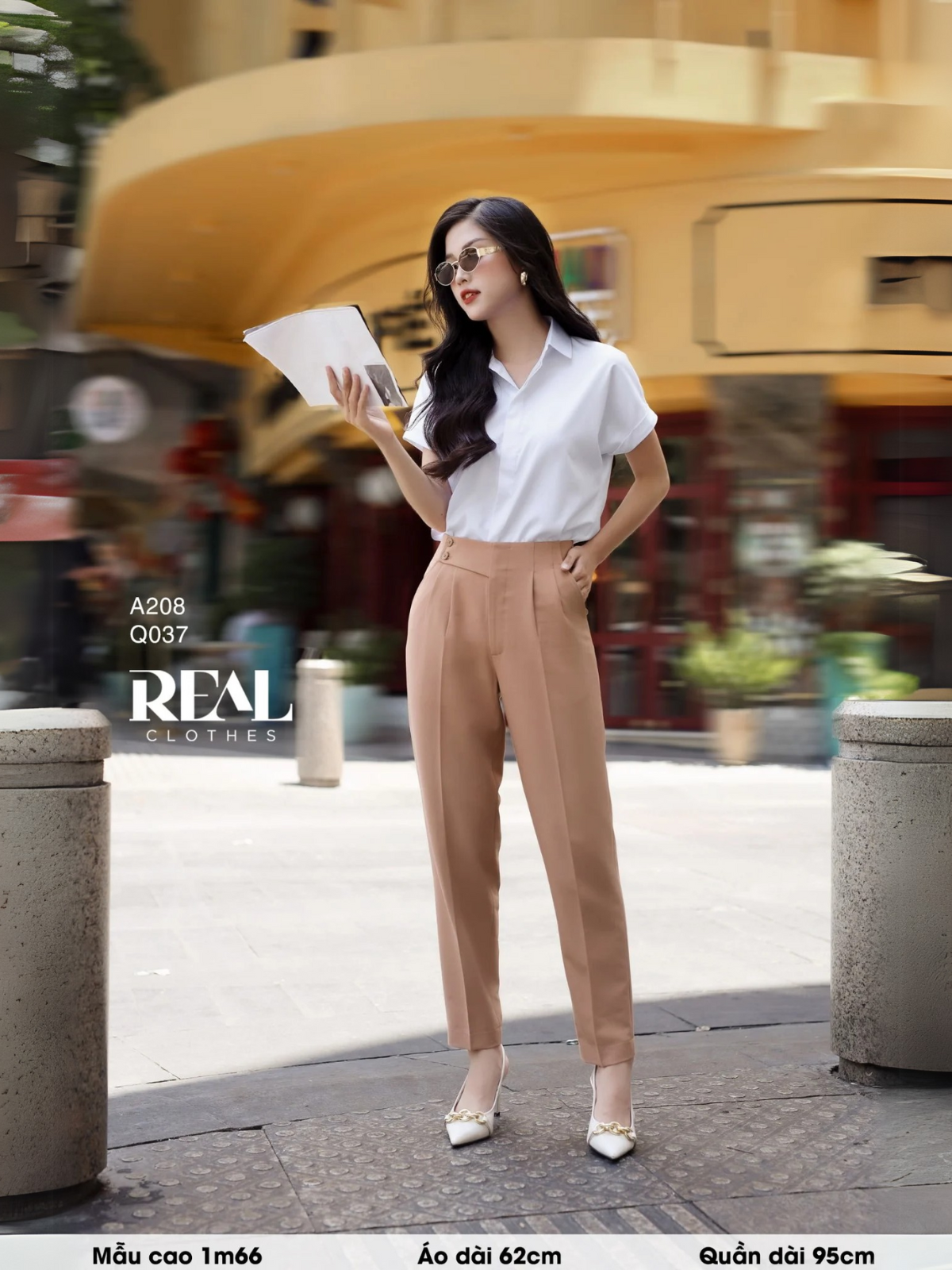 Quần Tokyo nút da bò