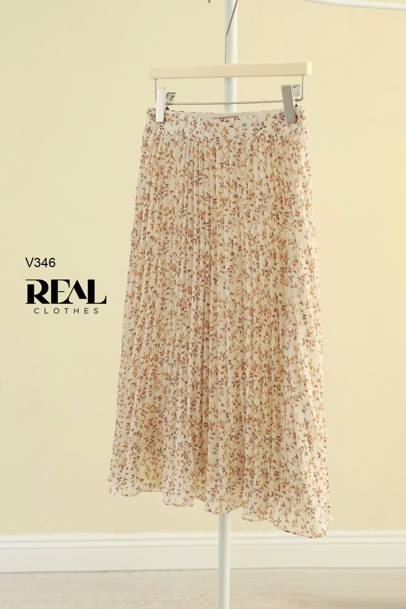 Váy rẻ quạt hoa kem FINAL SALE - size S