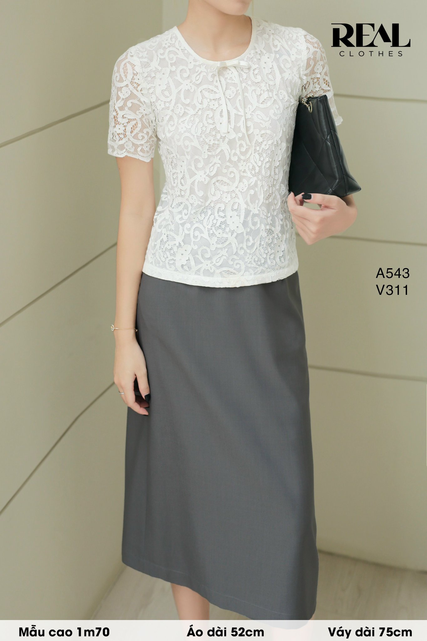 Áo ren nơ trắng FINAL SALE - size XS