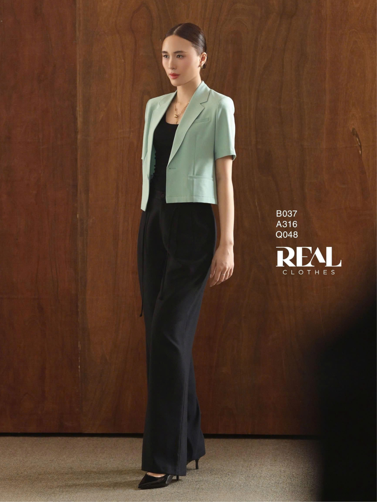 Blazer tay ngắn olive