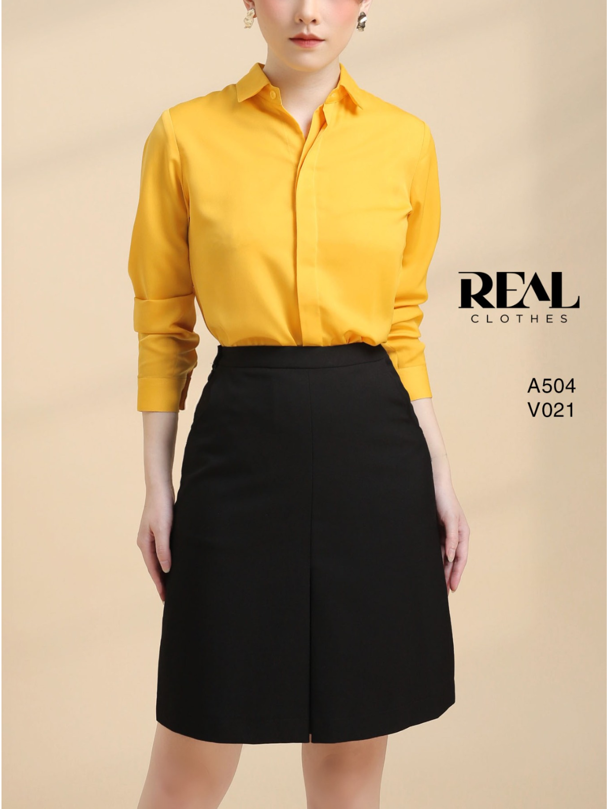 Sơ mi cổ mềm vàng nắng