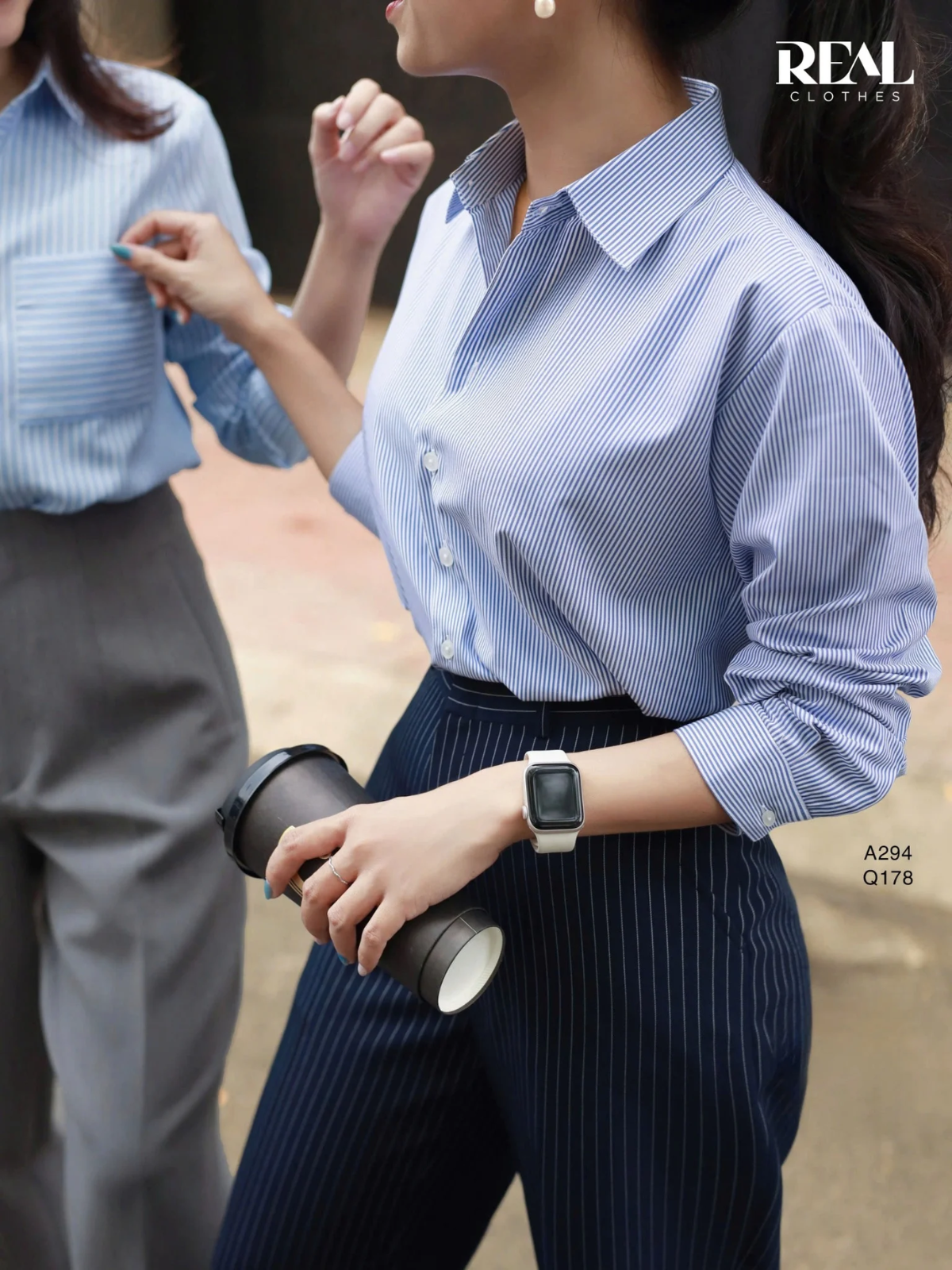 Sơ mi form rộng sọc xanh SALE