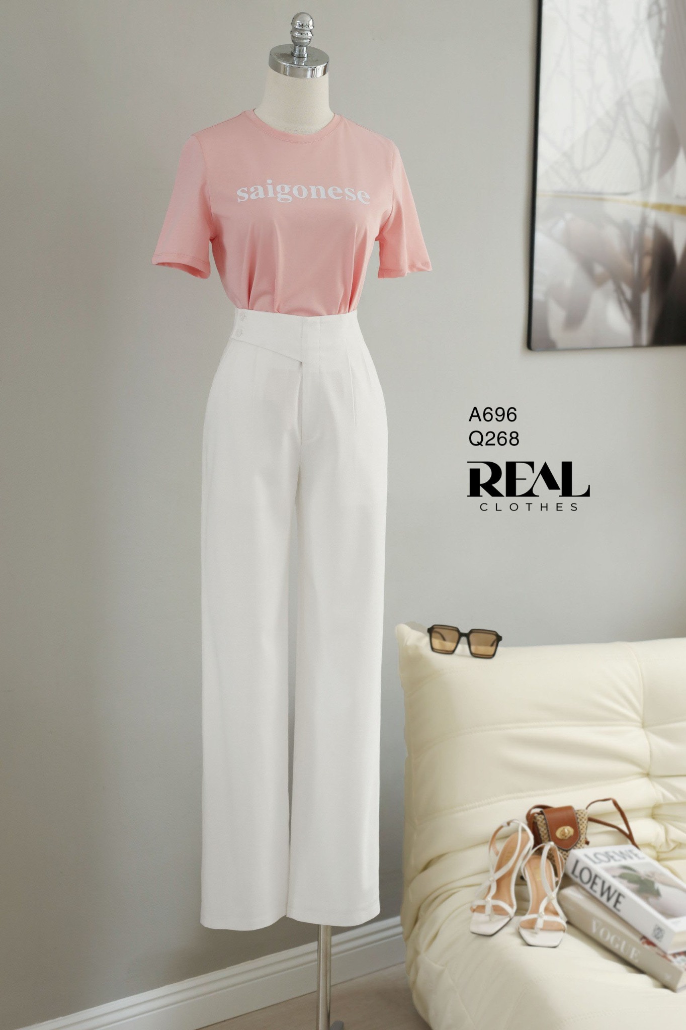 Áo thun cotton hồng SAIGON SALE