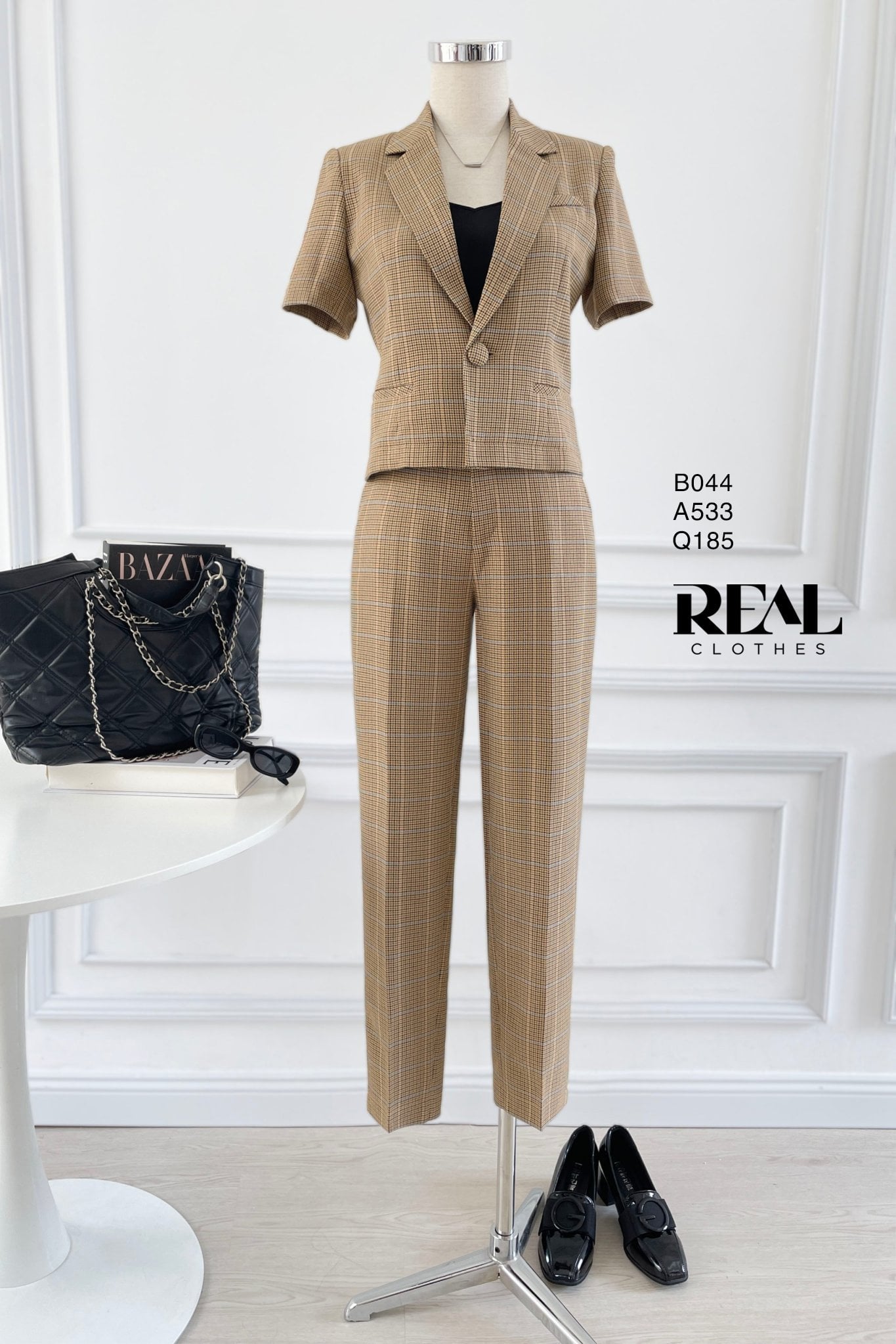 Quần ống đứng caro nâu SALE