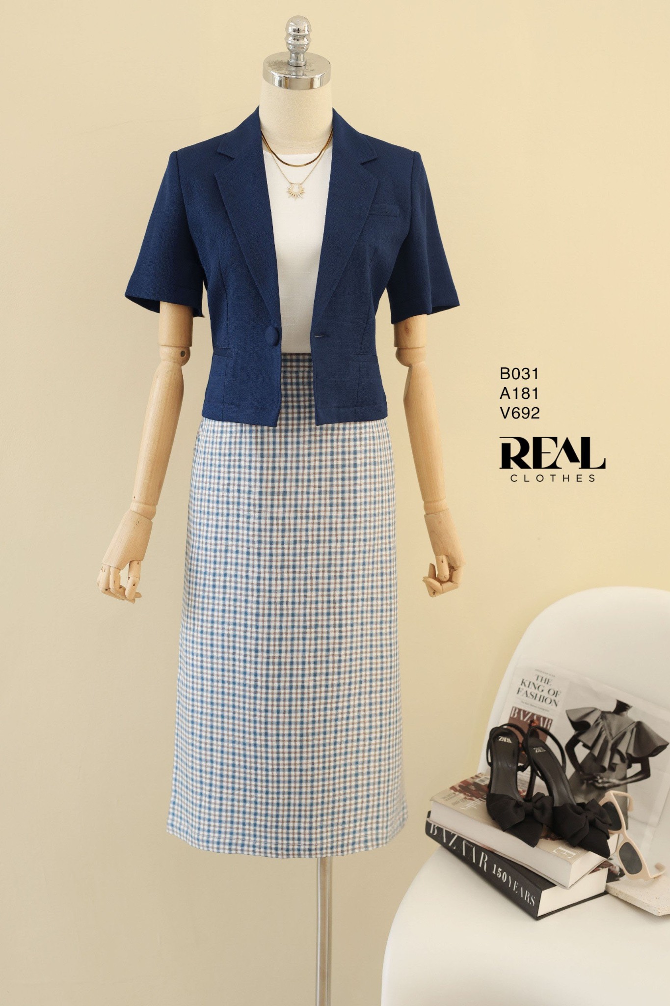 Blazer tay ngắn navy