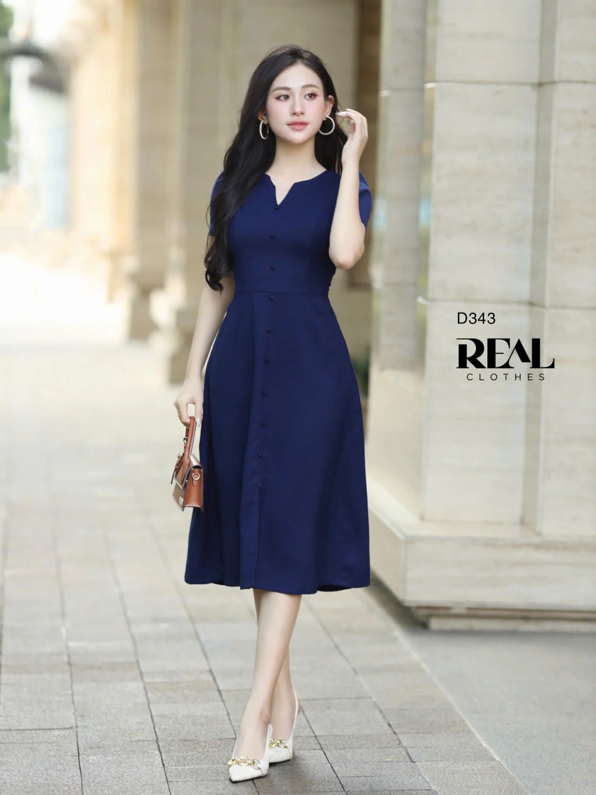 Đầm london linen navy