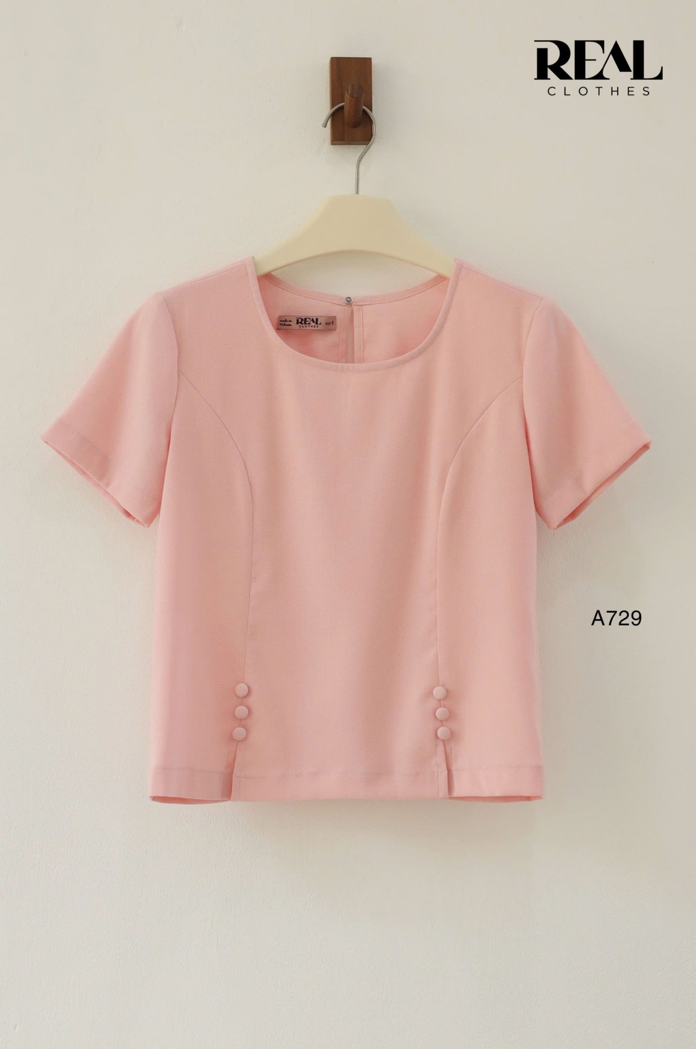 Áo xẻ tà linen hồng SALE