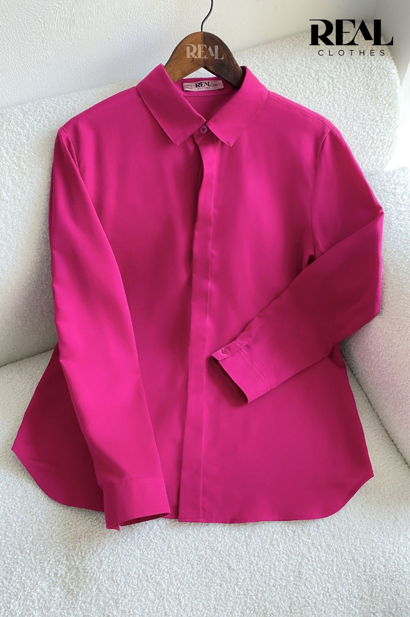 Sơ mi cổ mềm hồng cẩm