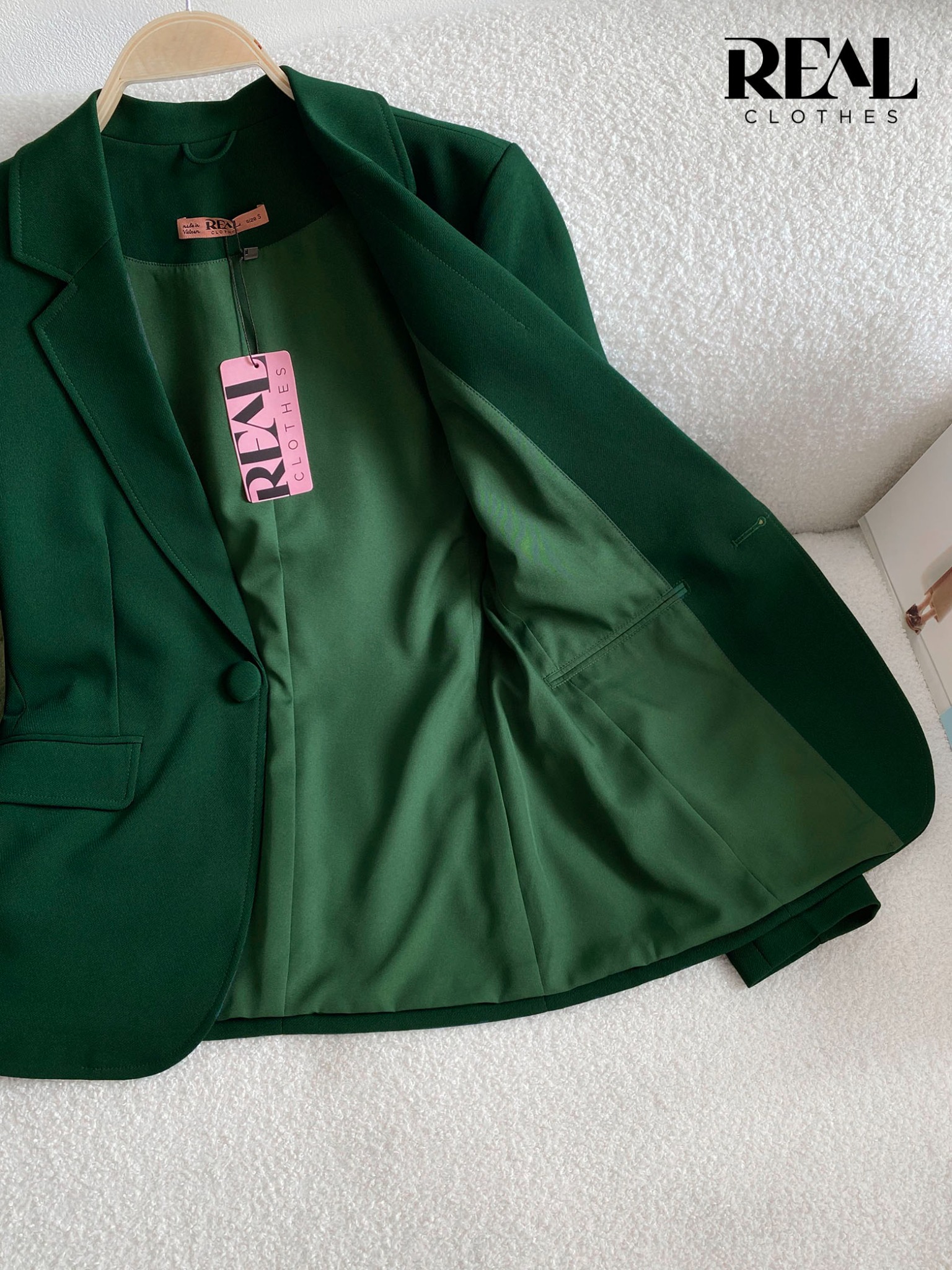 Blazer 2 lớp xanh lá