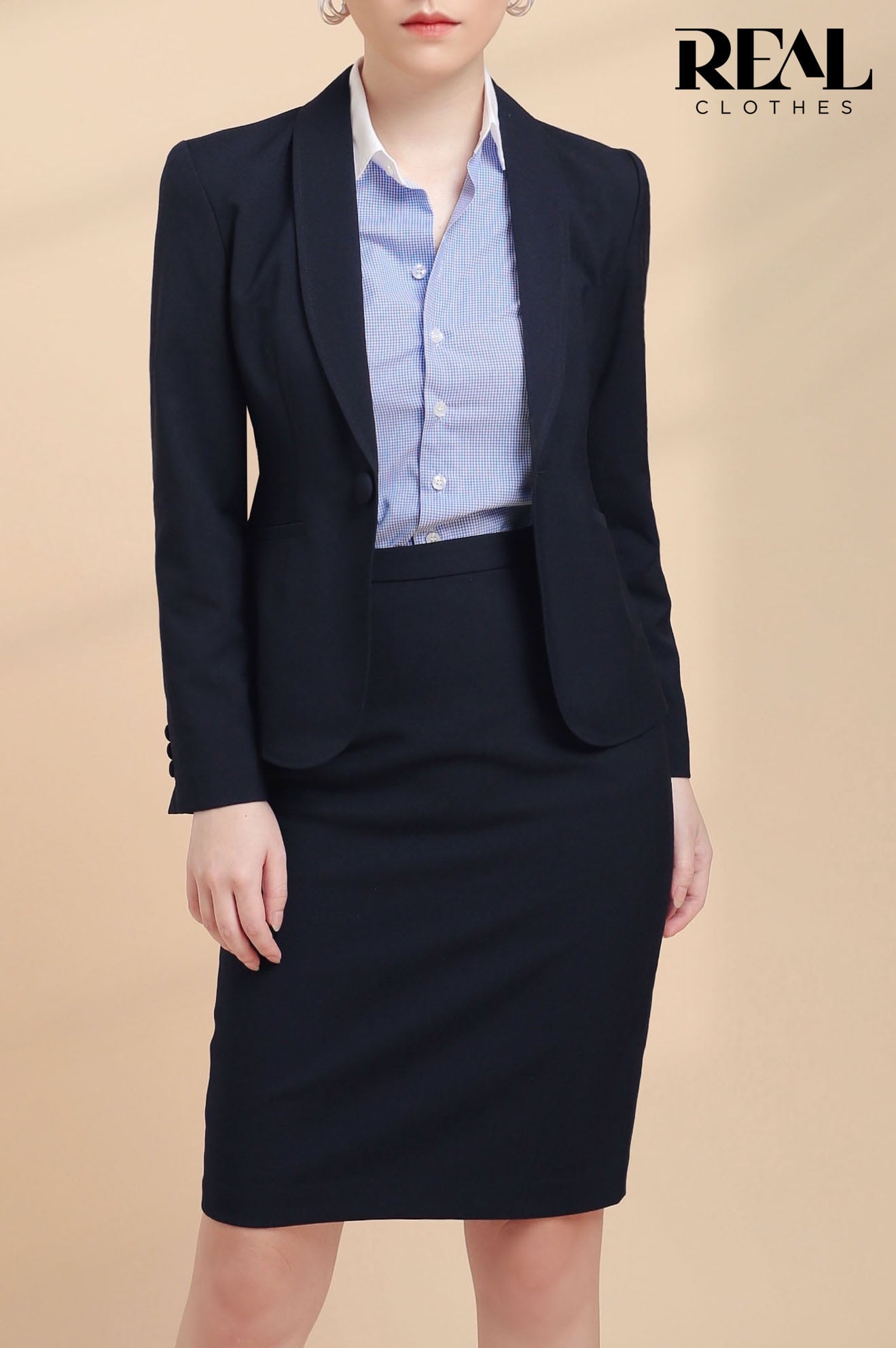 Blazer ngắn tay dài xanh đen