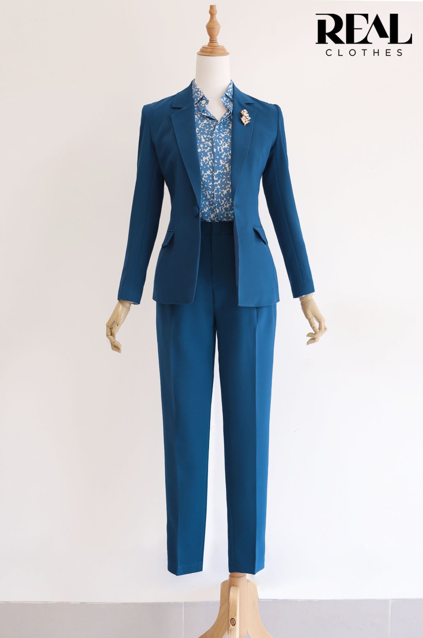 Blazer 2 lớp xanh cổ vịt