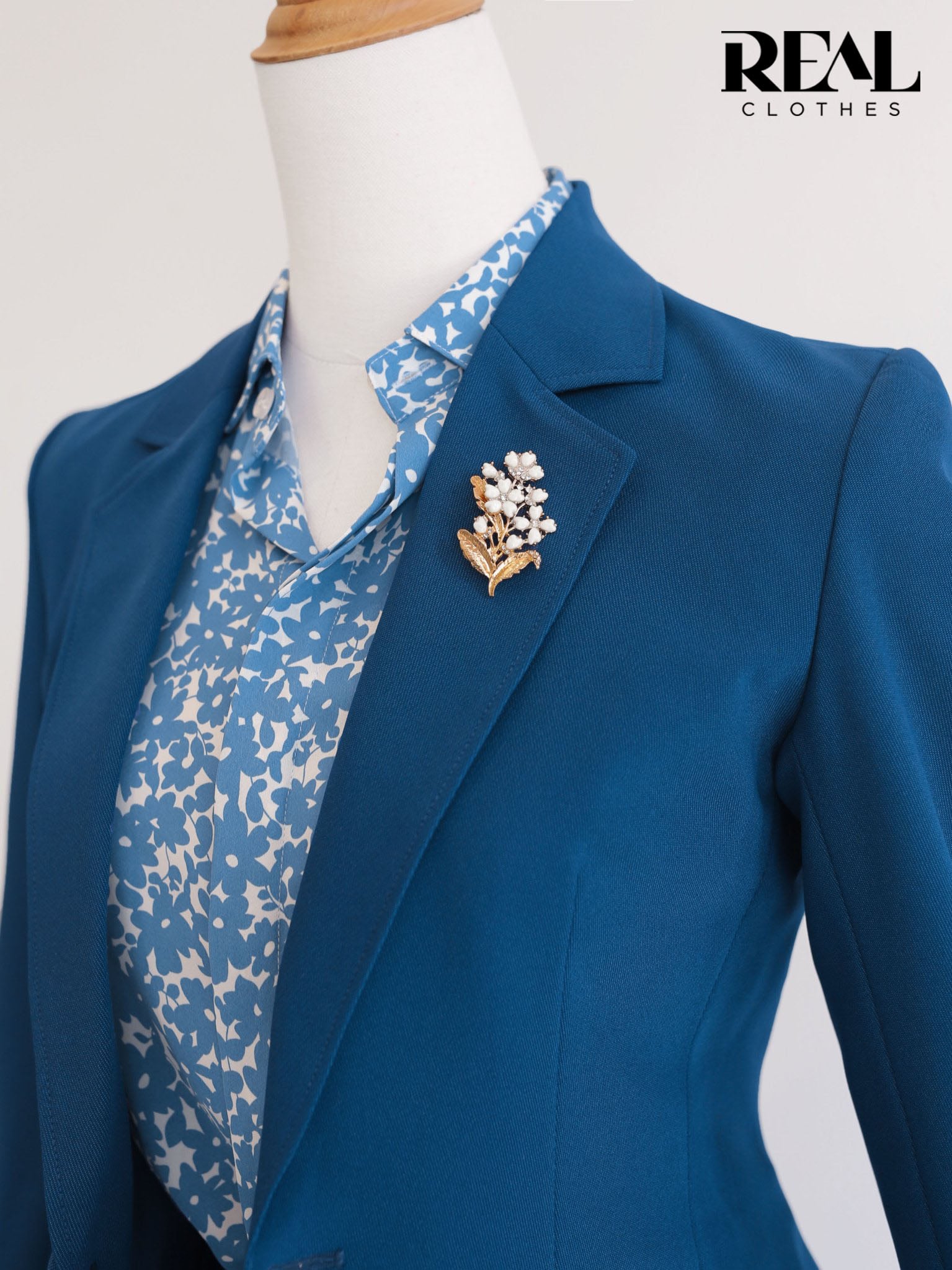 Blazer 2 lớp xanh cổ vịt