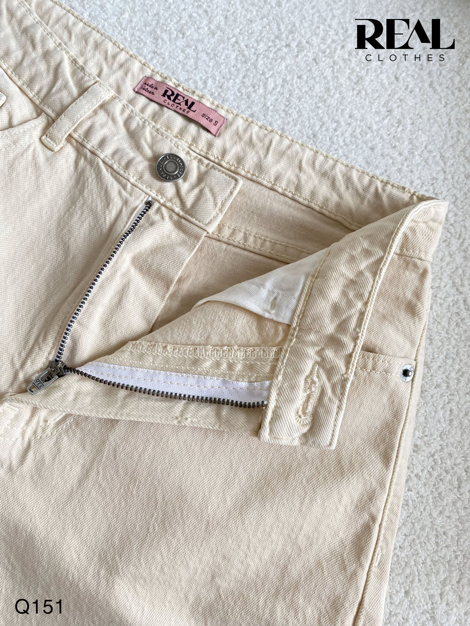 Quần Jeans baggy kem SALE