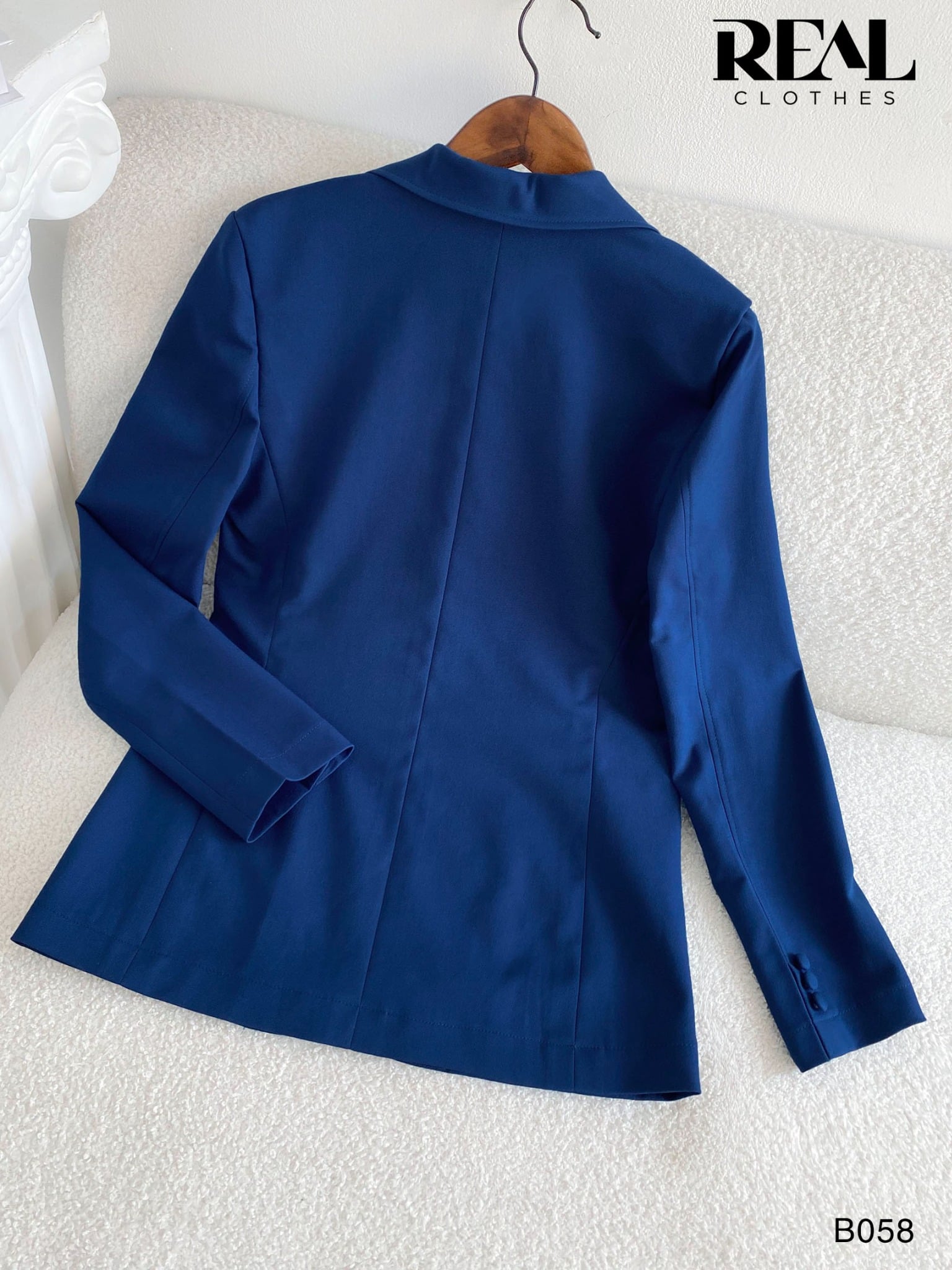 Blazer dài tay dài xanh cổ vịt