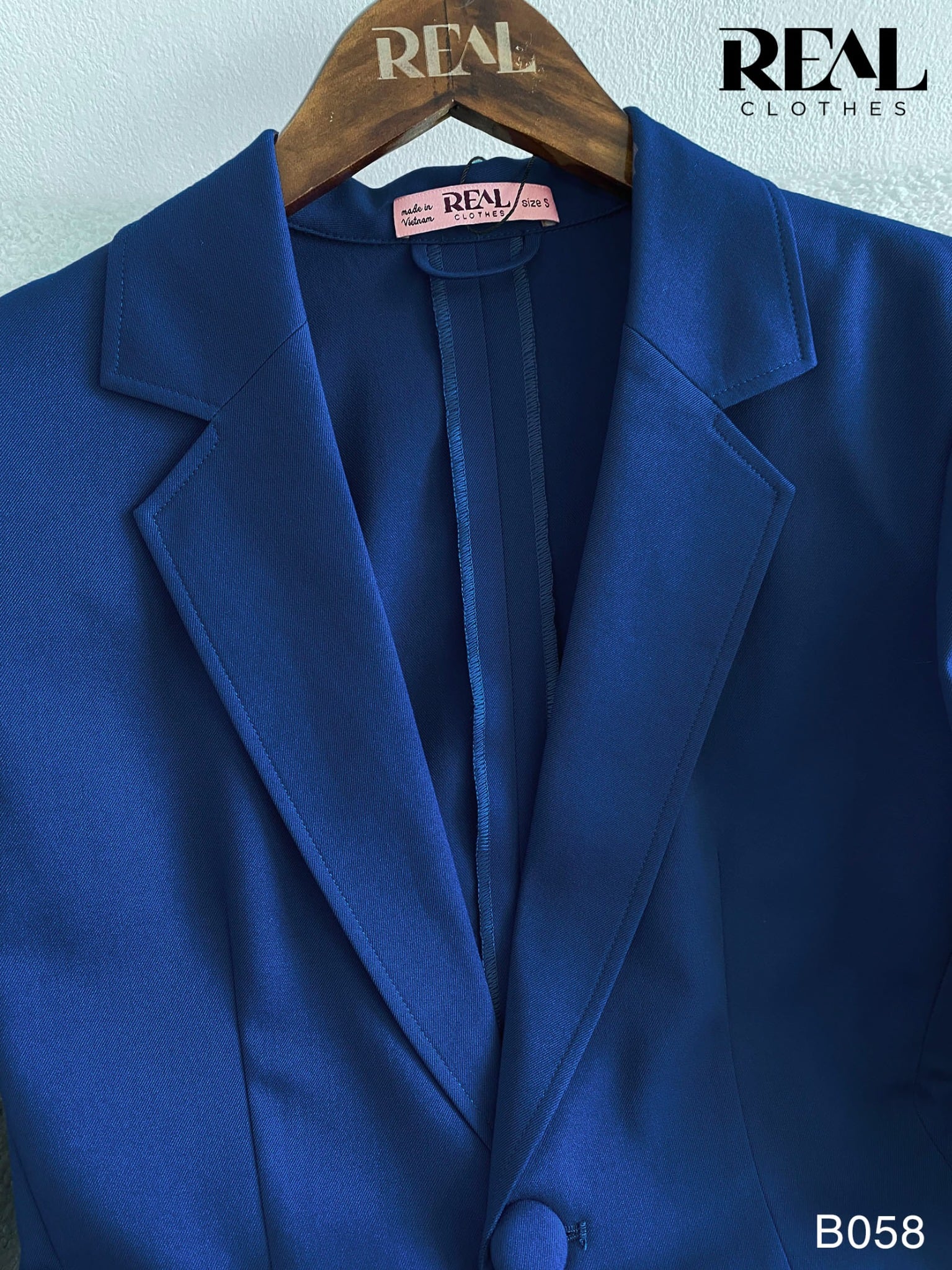 Blazer dài tay dài xanh cổ vịt