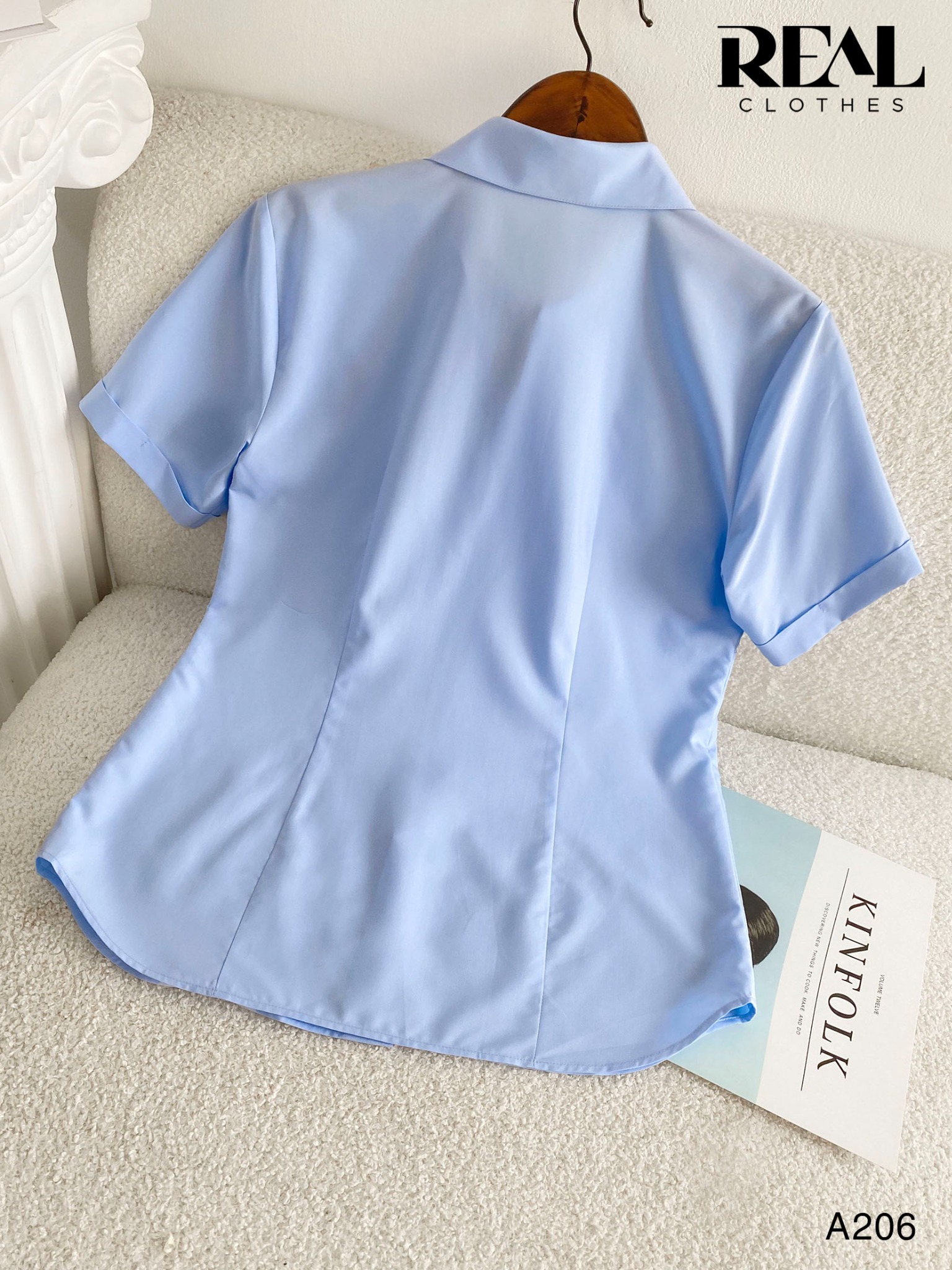 Sơ mi lụa sồi blue tay đủ