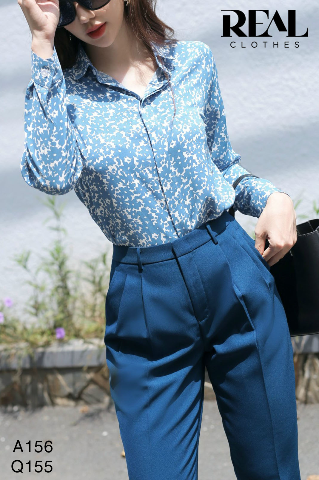 Quần lưng cao cindy xanh cổ vịt SALE