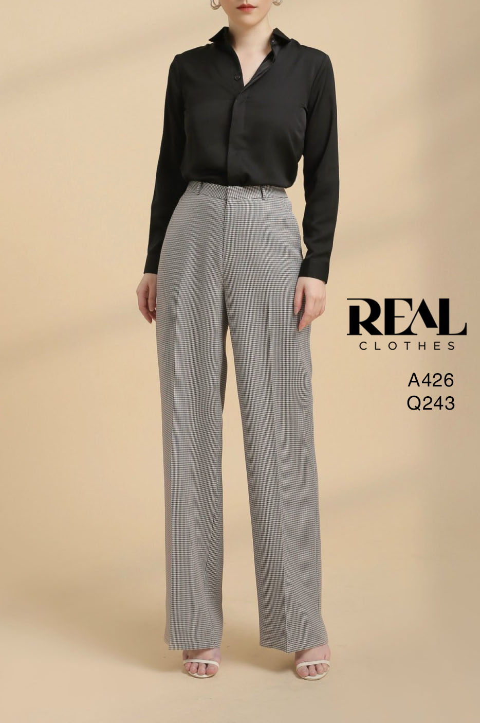 Quần suông Paris zigzag đen