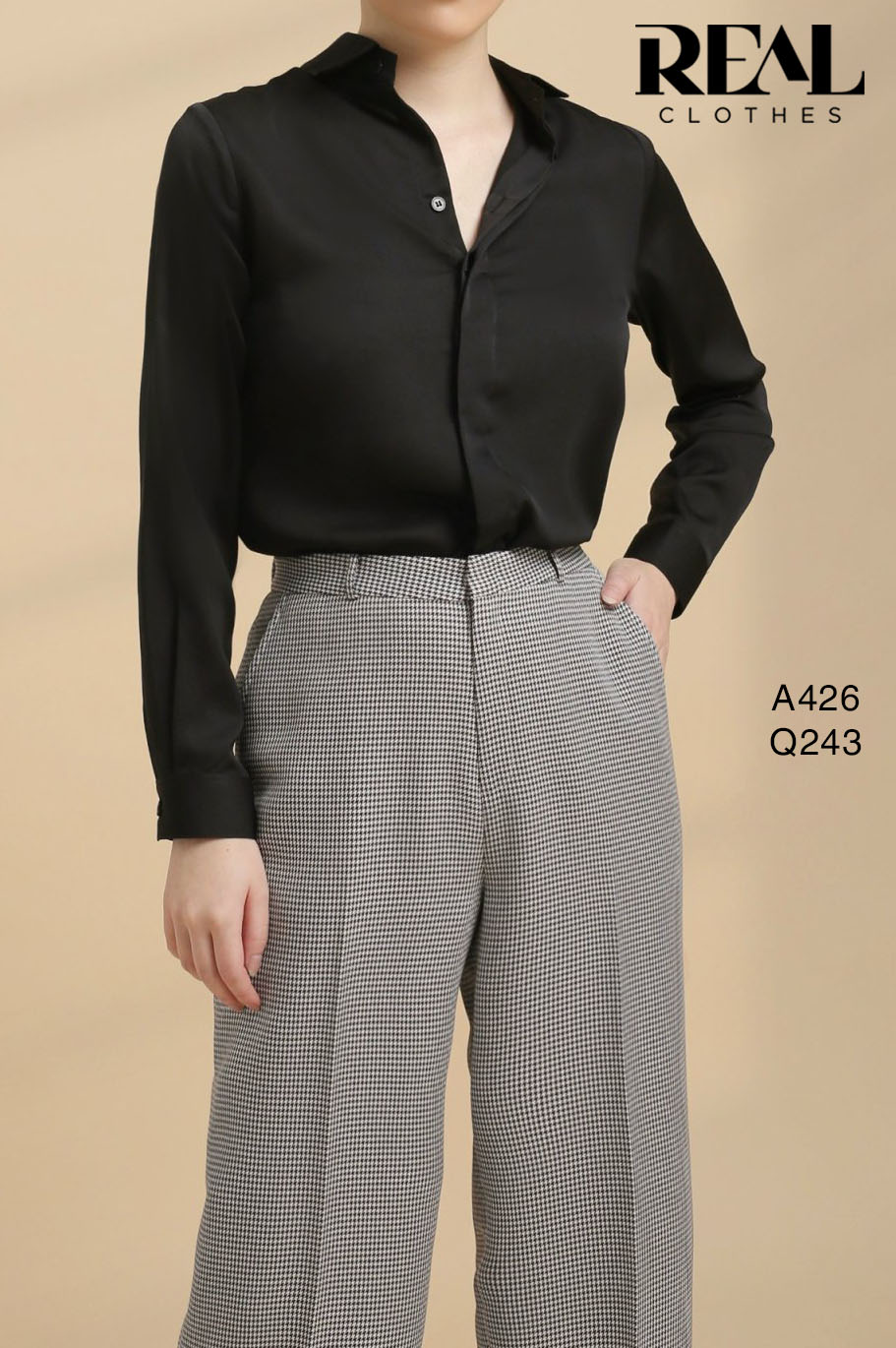 Quần suông Paris zigzag đen