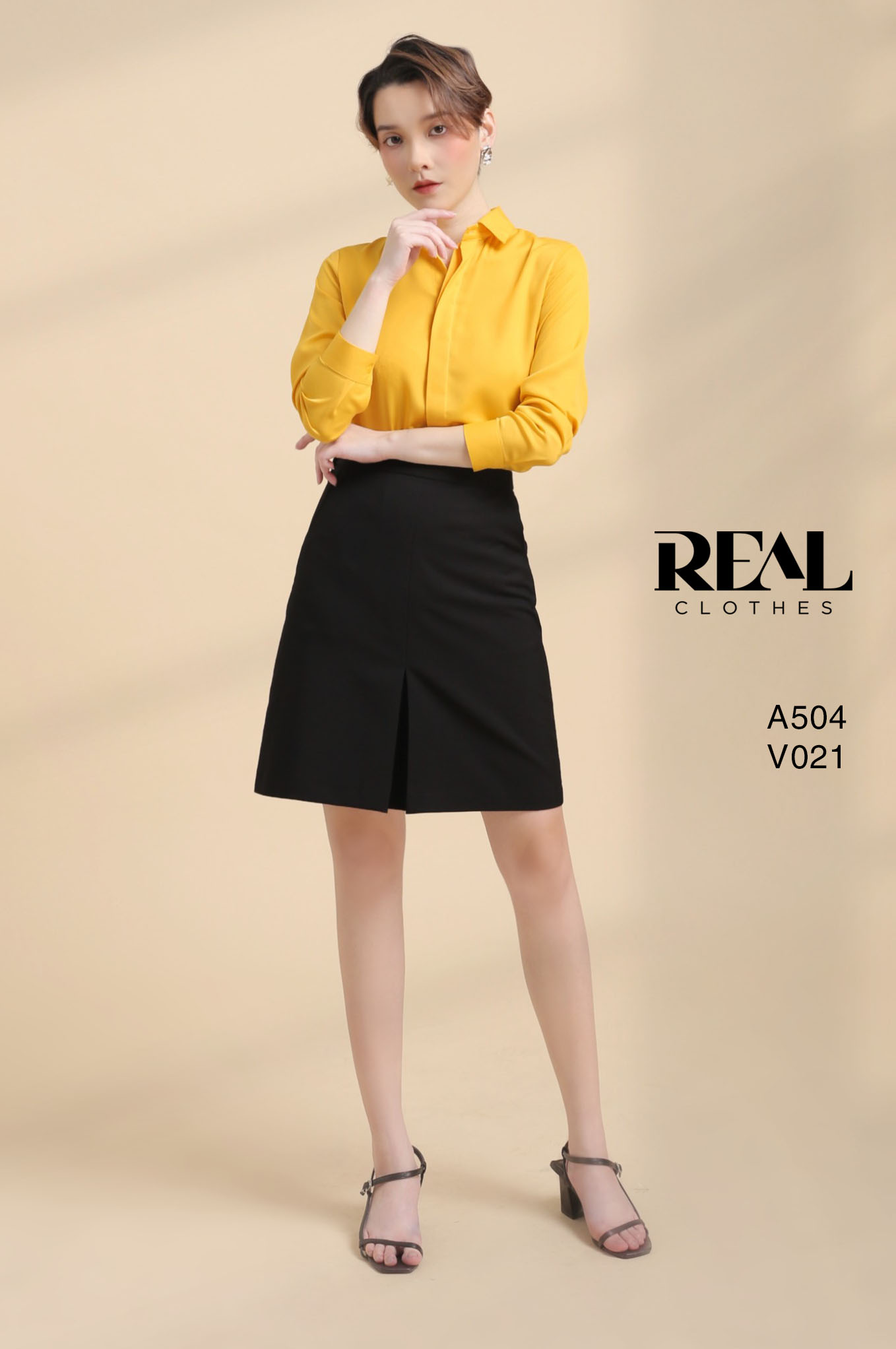 Sơ mi cổ mềm vàng nắng