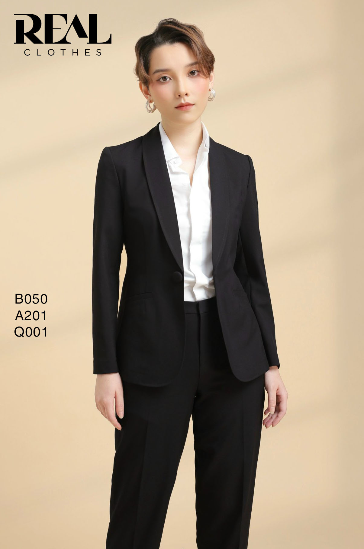 Blazer dài tay dài đen