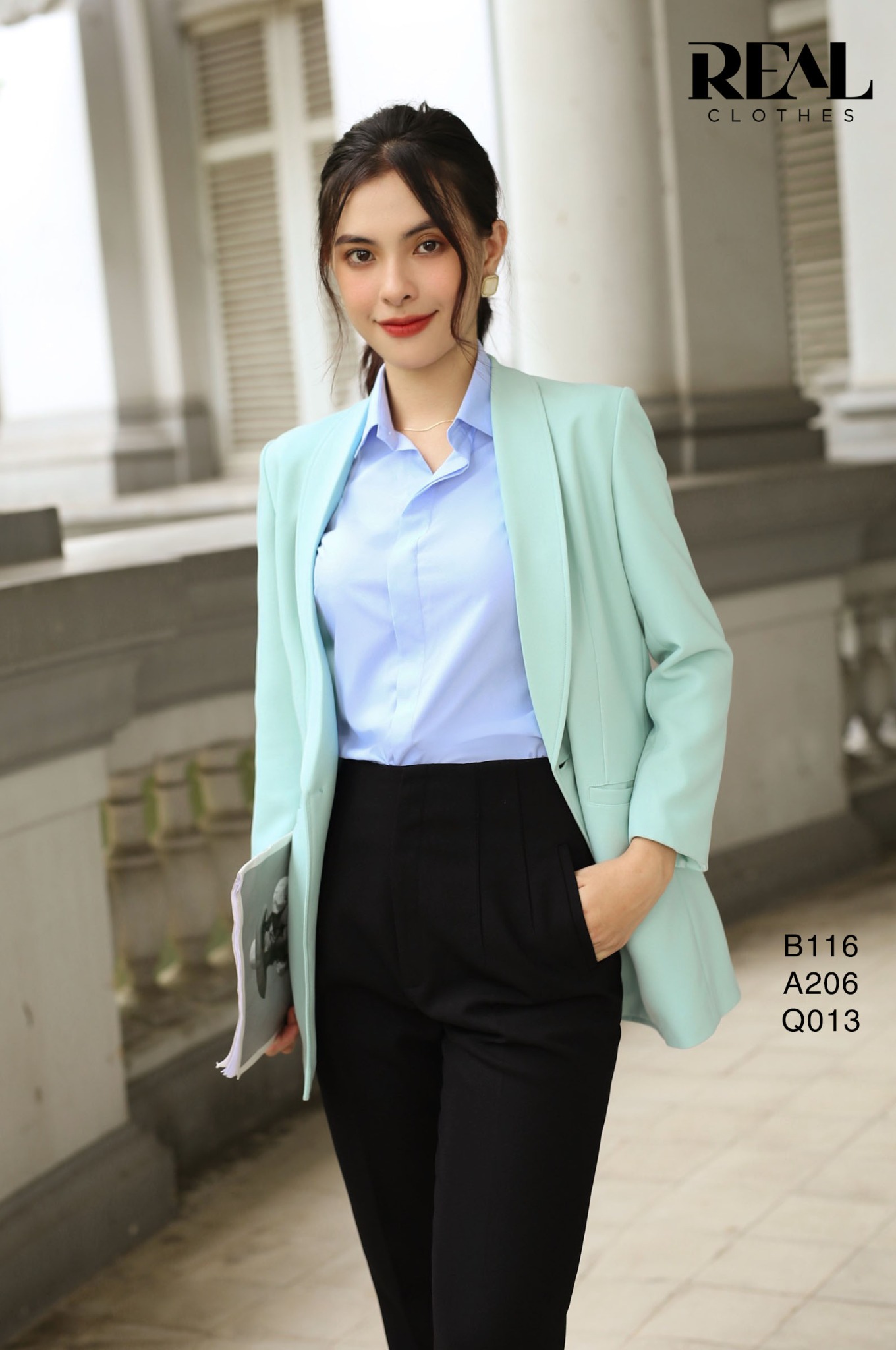 Sơ mi lụa sồi blue tay đủ