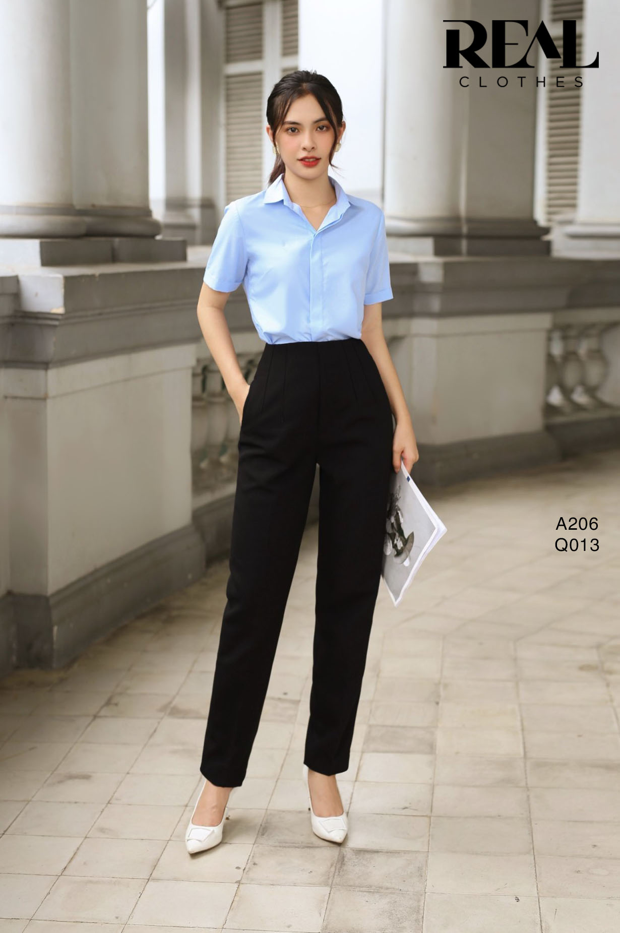 Sơ mi lụa sồi blue tay đủ