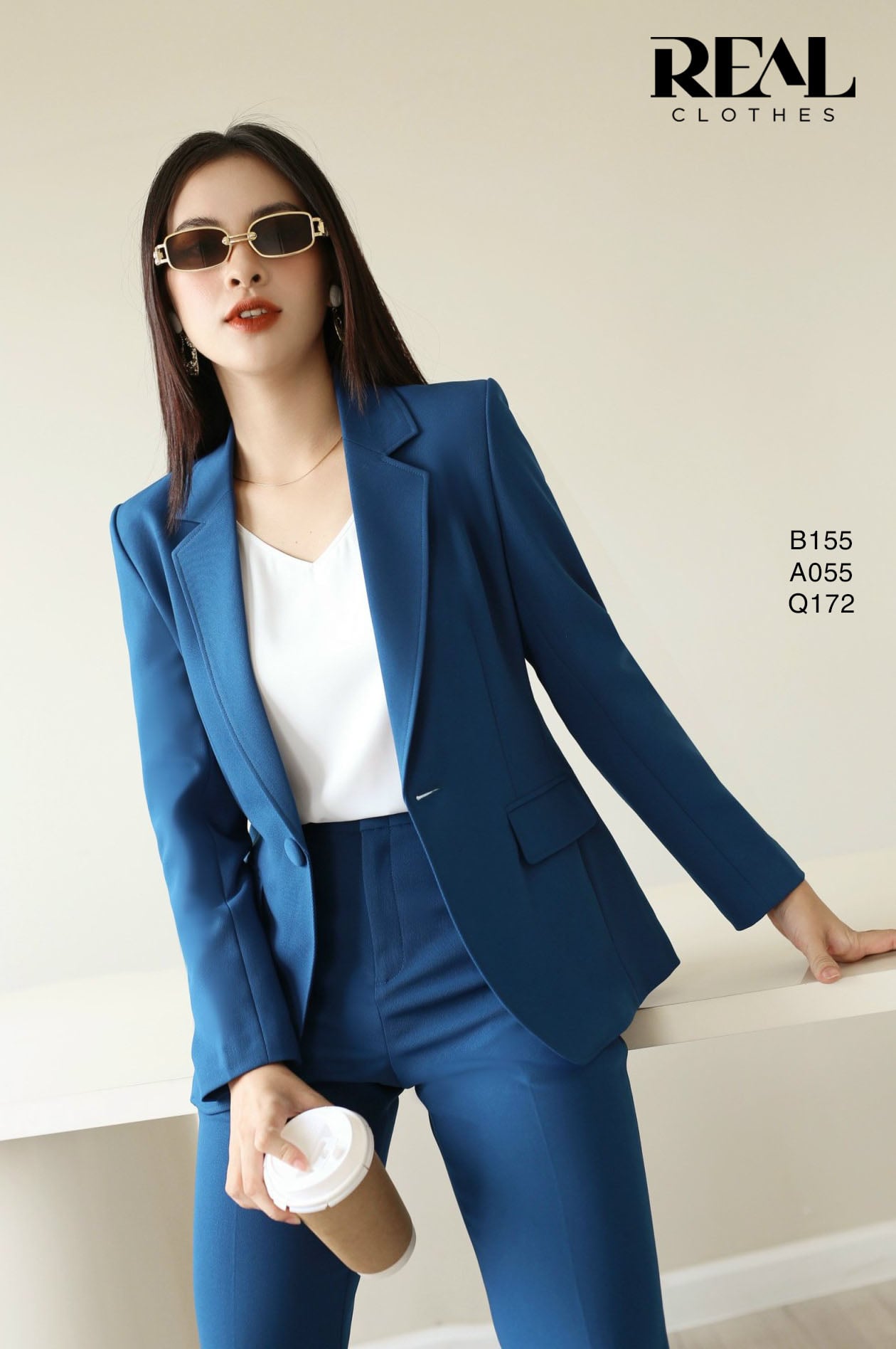 Blazer 2 lớp xanh cổ vịt