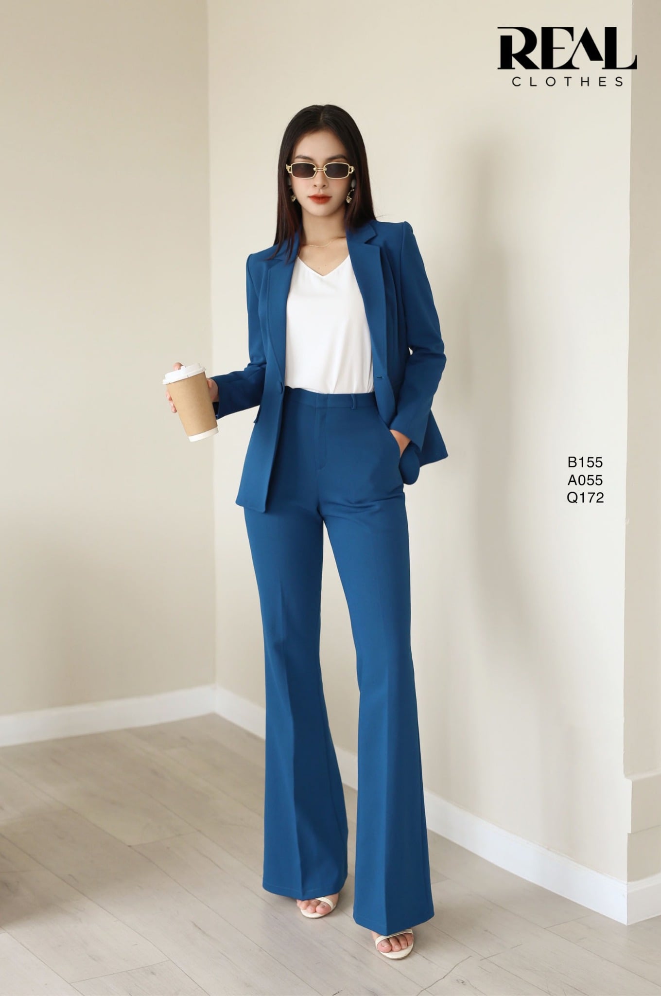 Blazer 2 lớp xanh cổ vịt