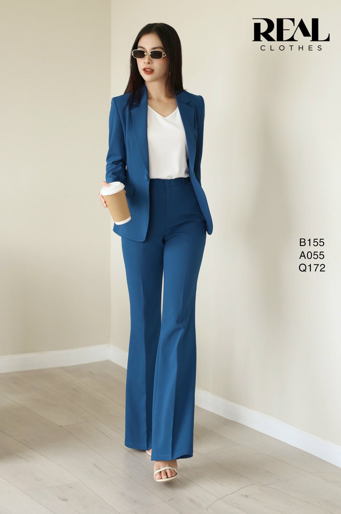 Blazer 2 lớp xanh cổ vịt