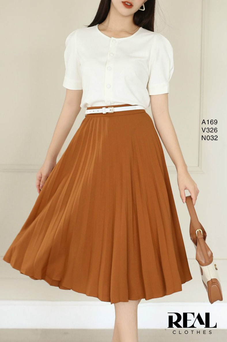 Váy rẻ quạt nâu FINAL SALE