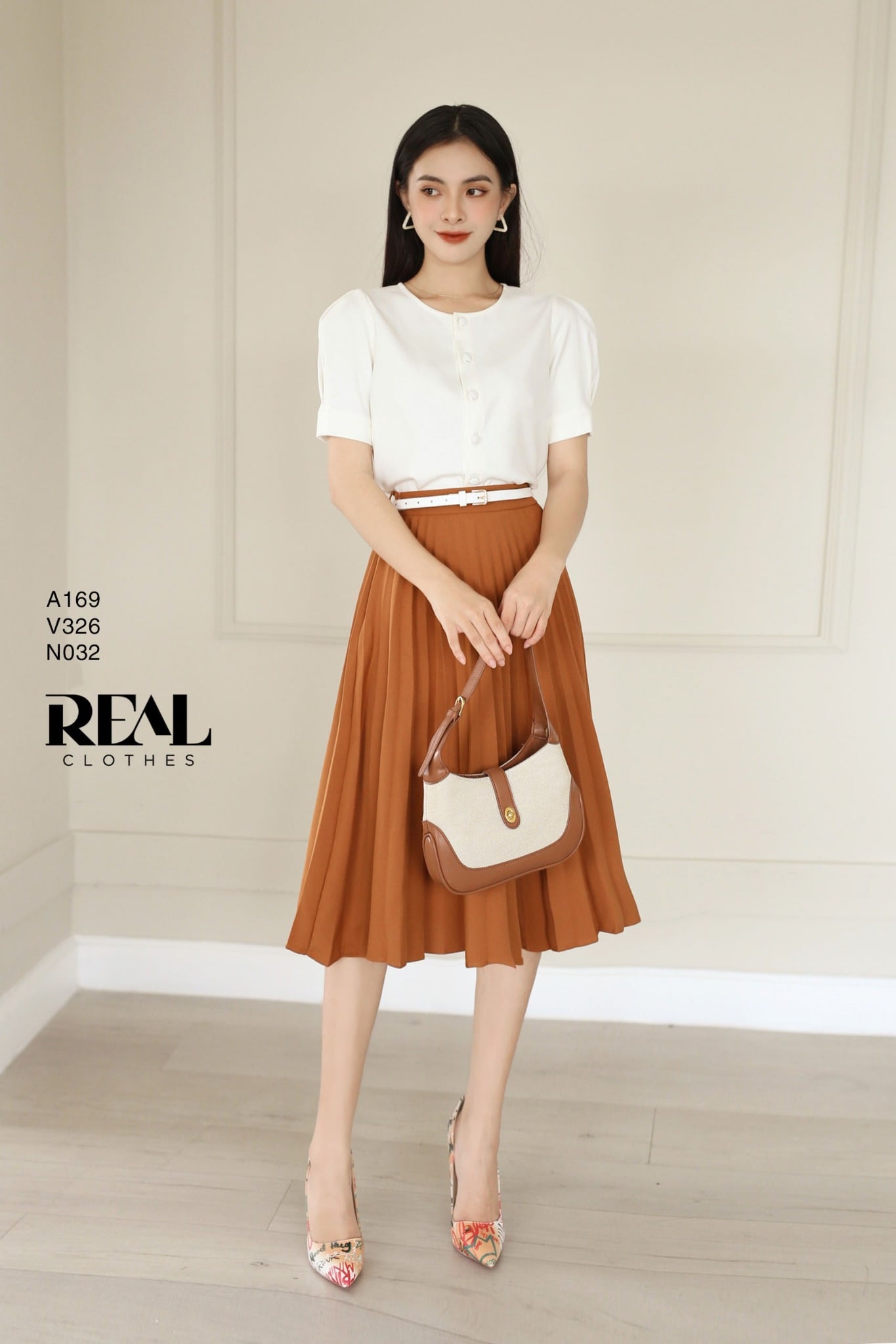 Váy rẻ quạt nâu FINAL SALE