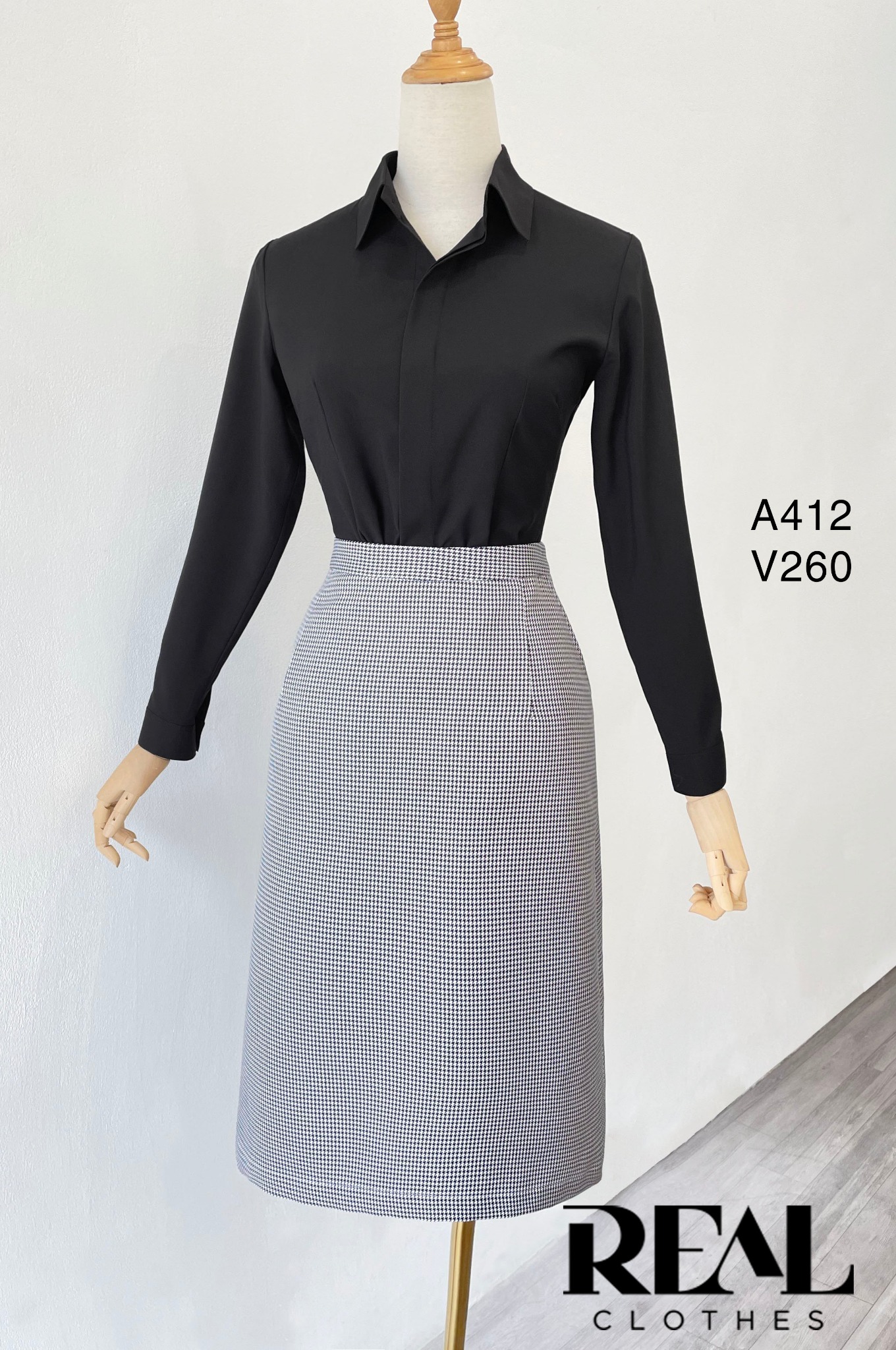 Sơ mi chít eo nano đen - size XS