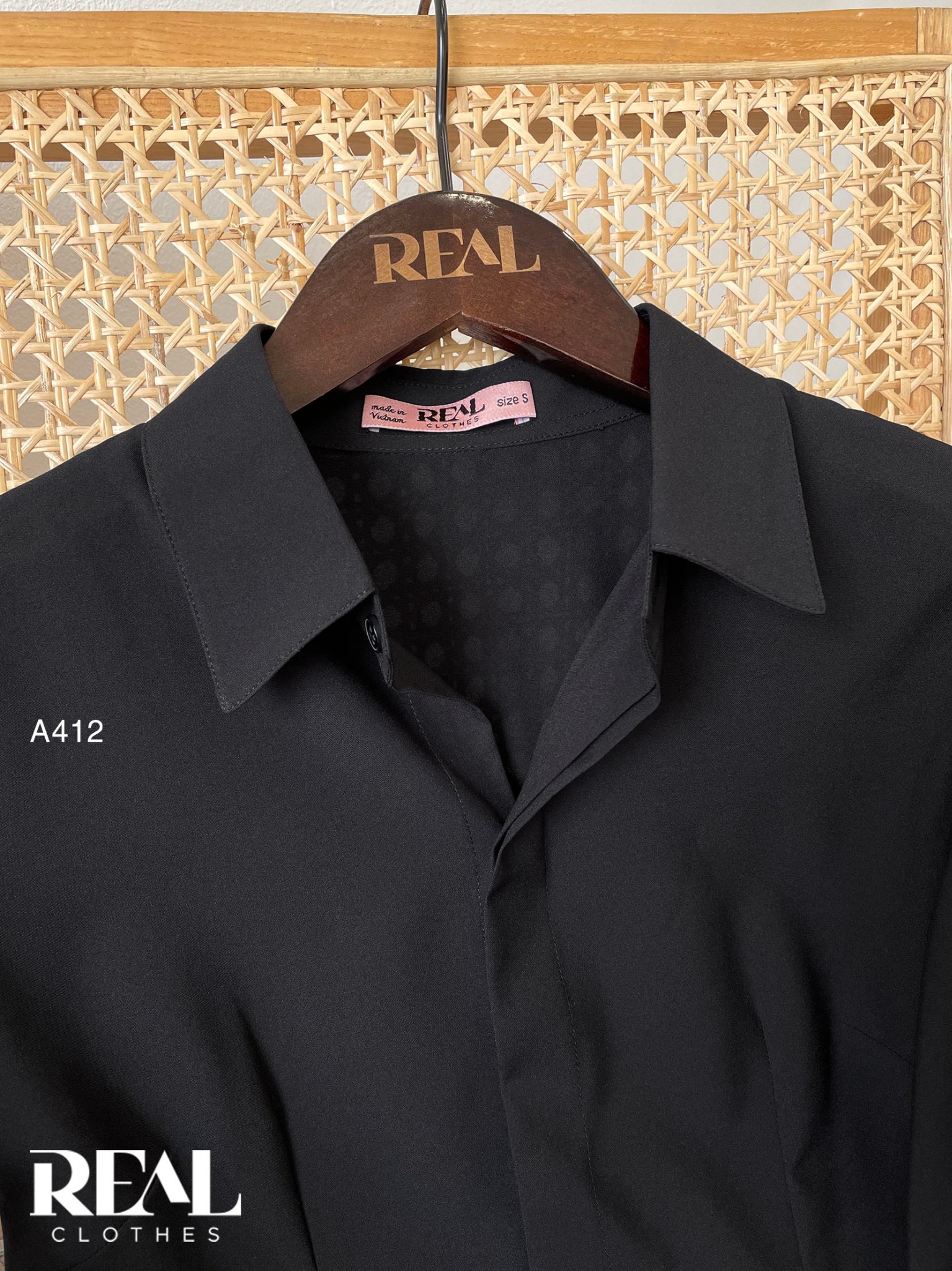 Sơ mi chít eo nano đen - size XS