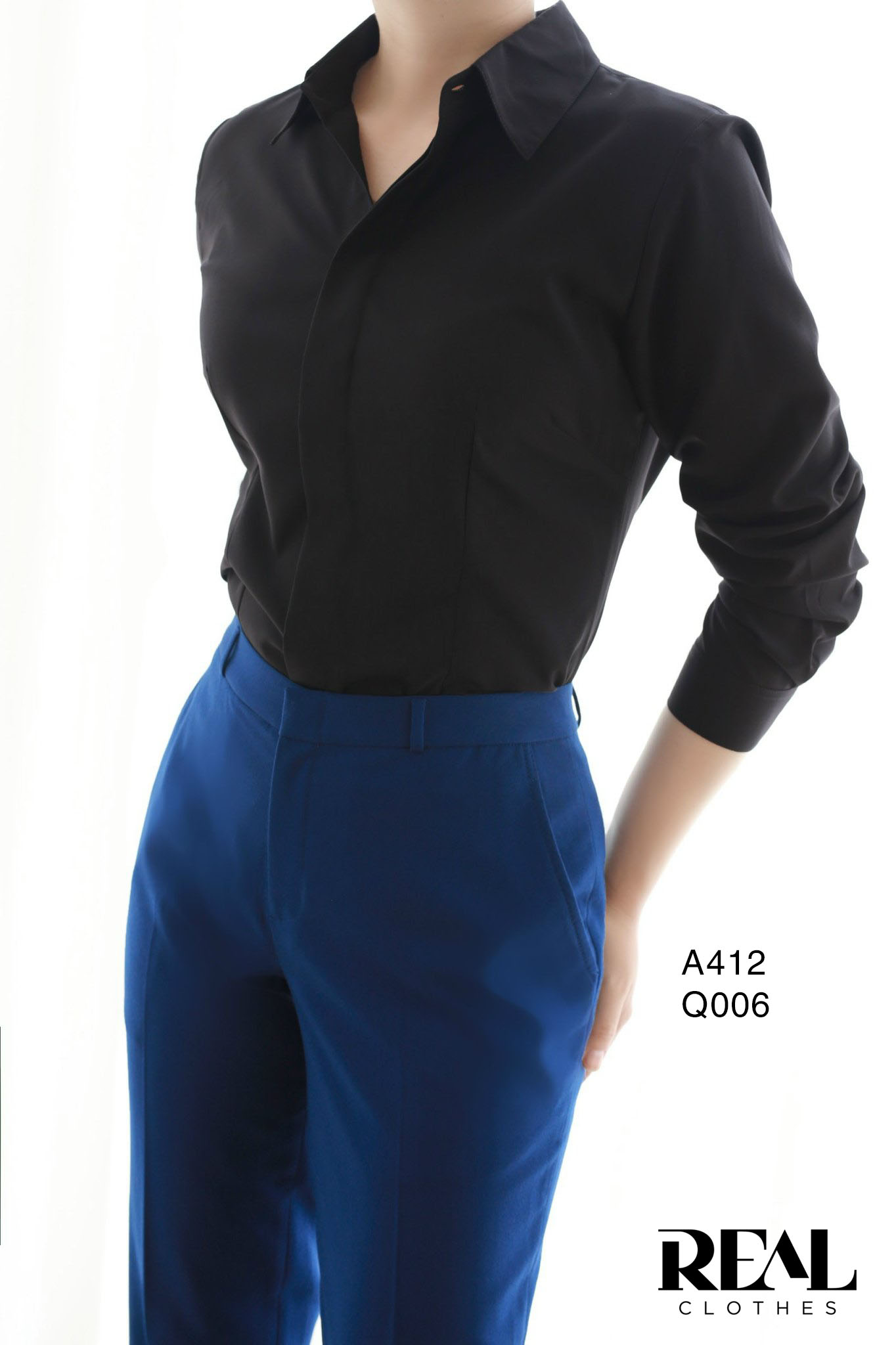 Sơ mi chít eo nano đen - size XS