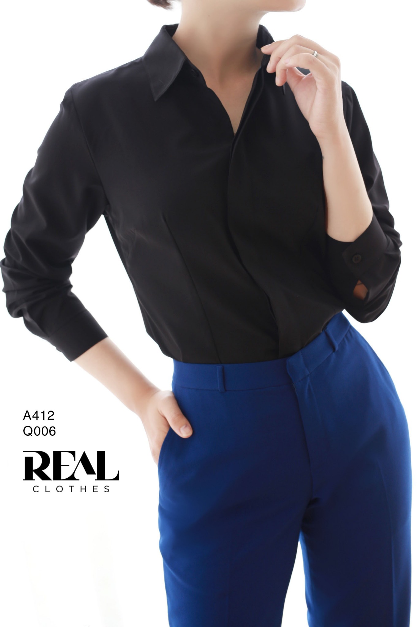 Sơ mi chít eo nano đen - size XS