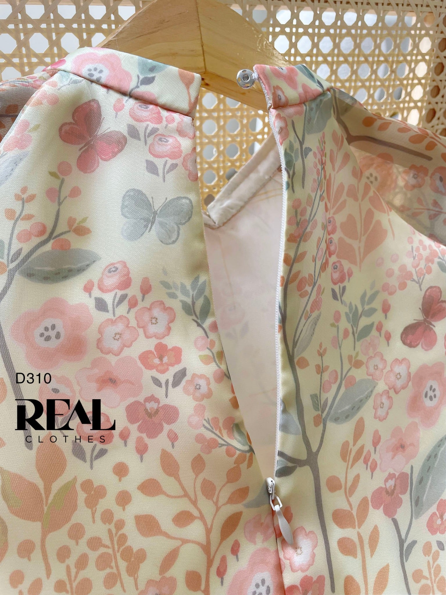 Áo dài cách tân 2 lớp hoa cam SALE - size L