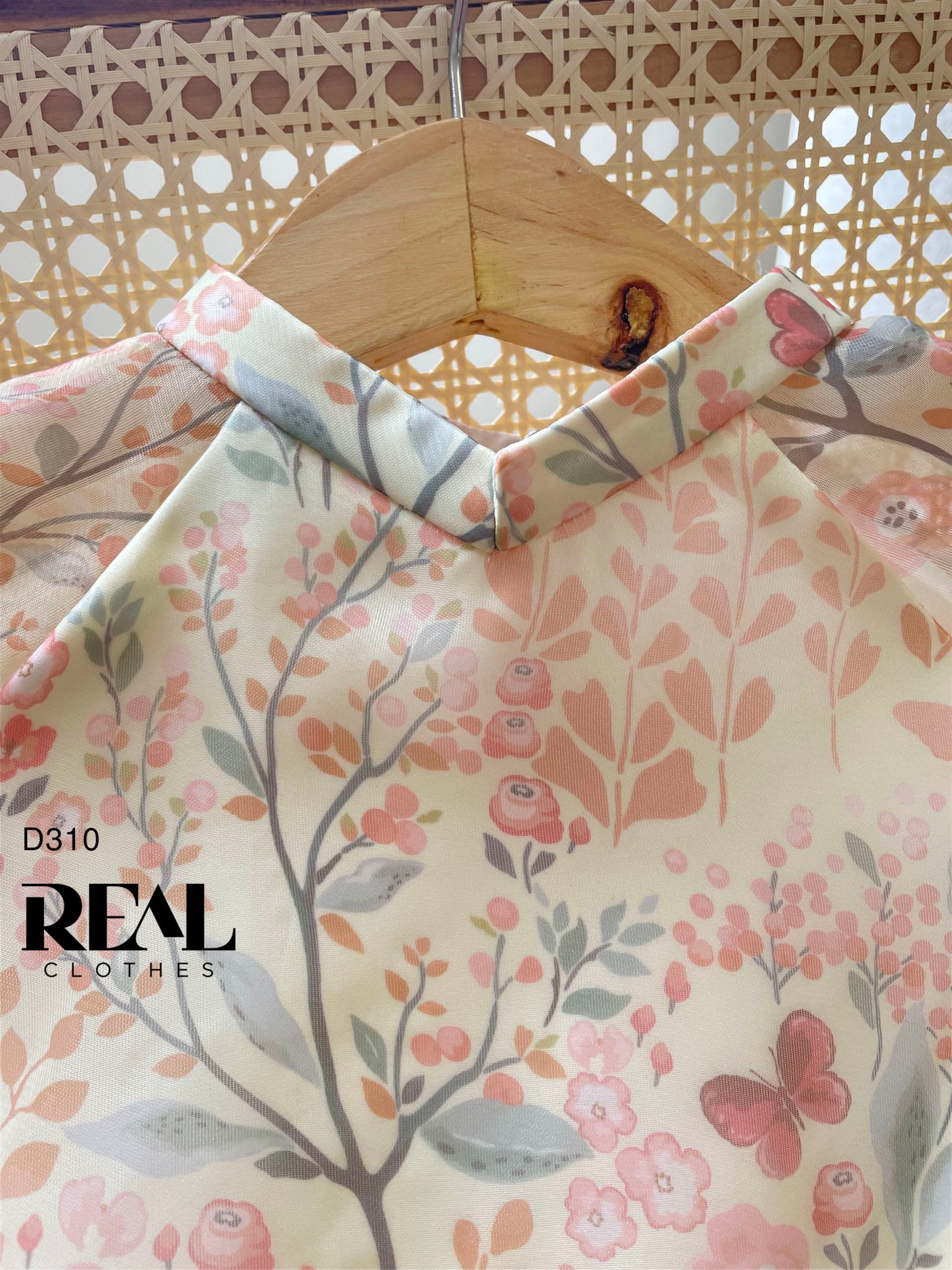 Áo dài cách tân 2 lớp hoa cam SALE - size L