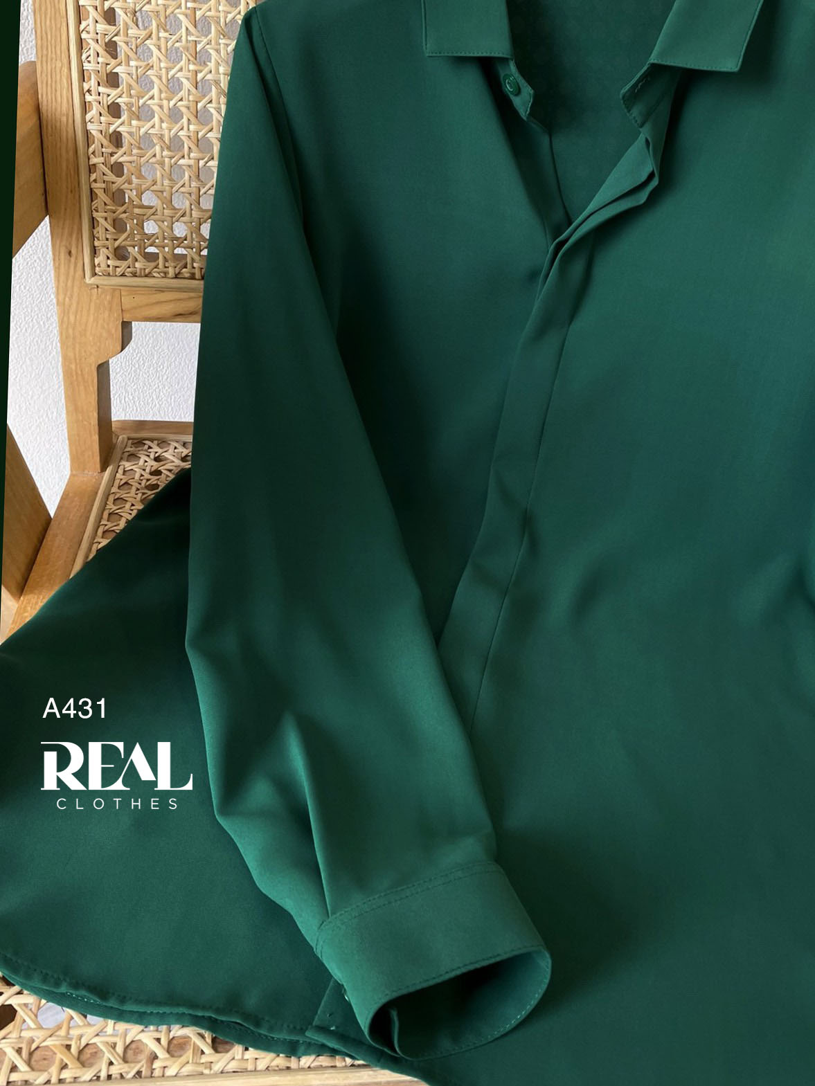 Sơ mi cổ mềm xanh lá MỚI