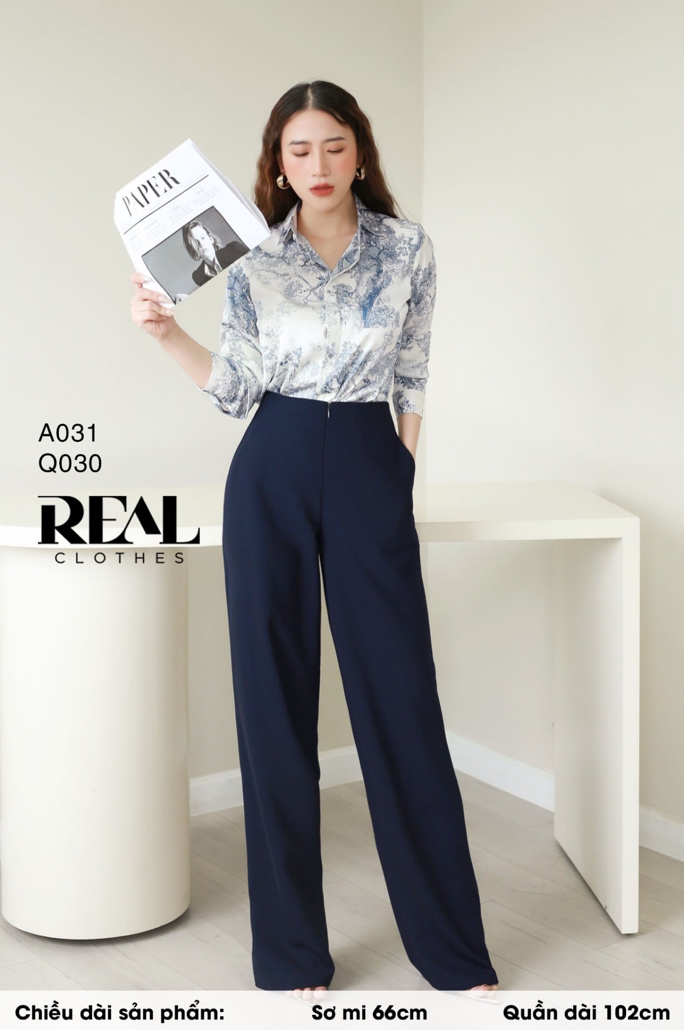 Quần suông cindy xanh đen