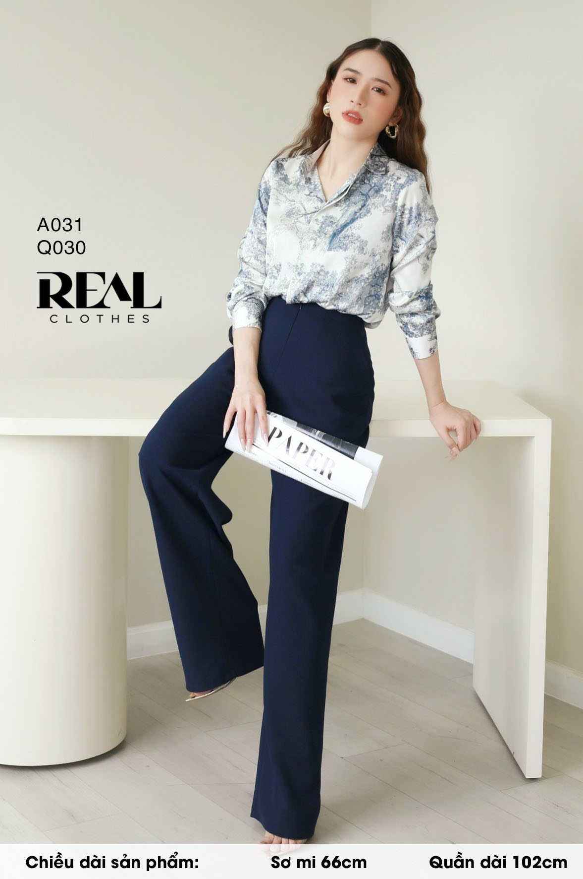 Quần suông cindy xanh đen