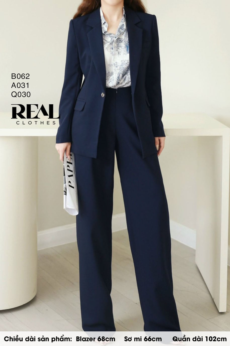 Blazer Clara cindy xanh đen