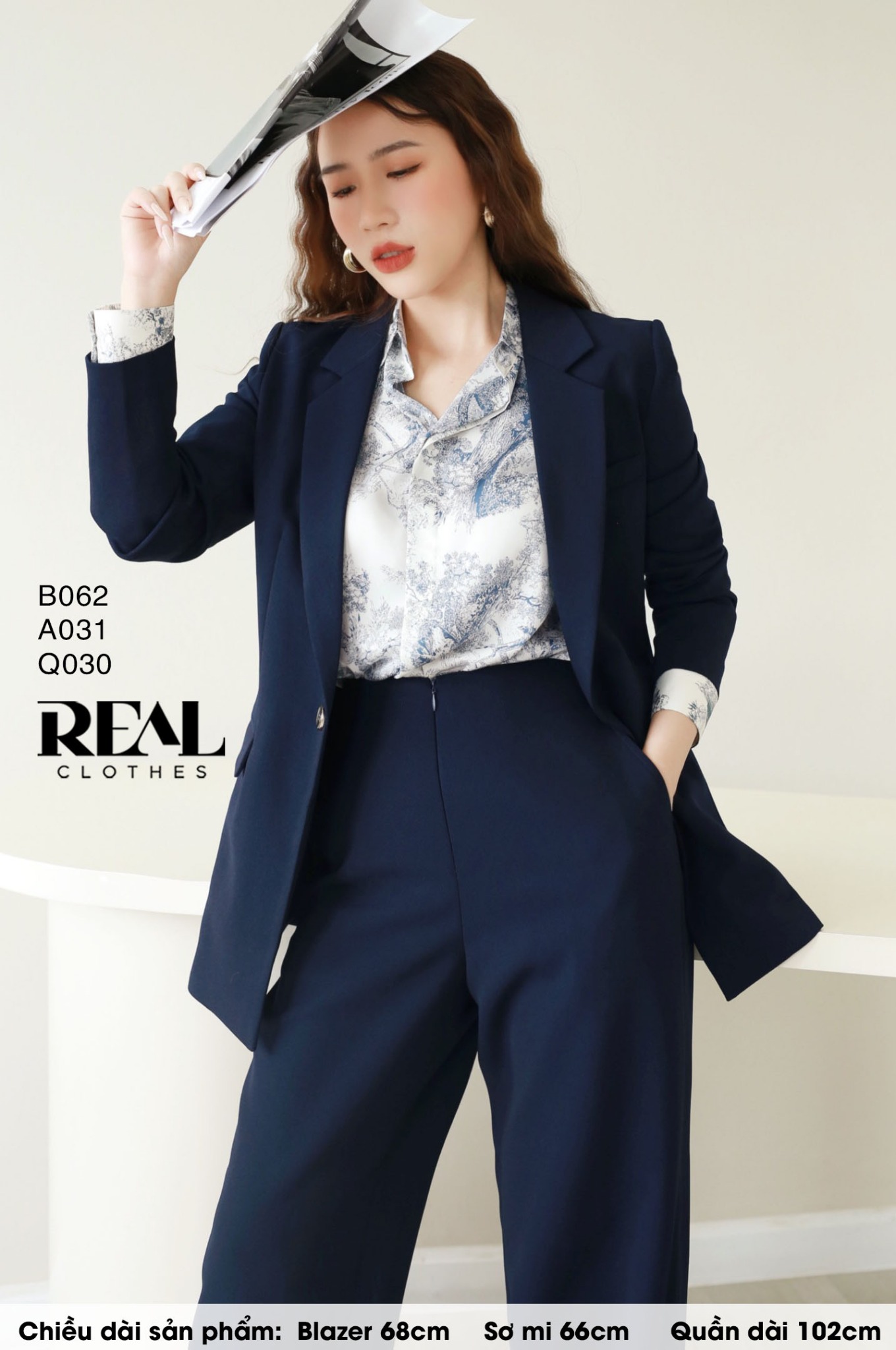 Quần suông cindy xanh đen