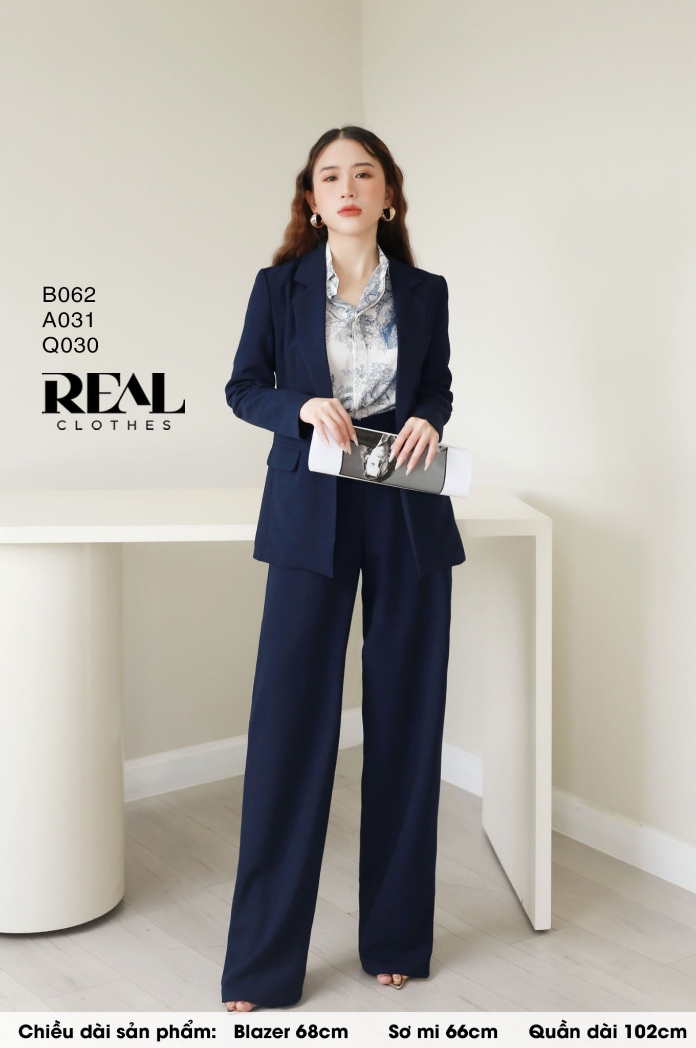 Blazer Clara cindy xanh đen