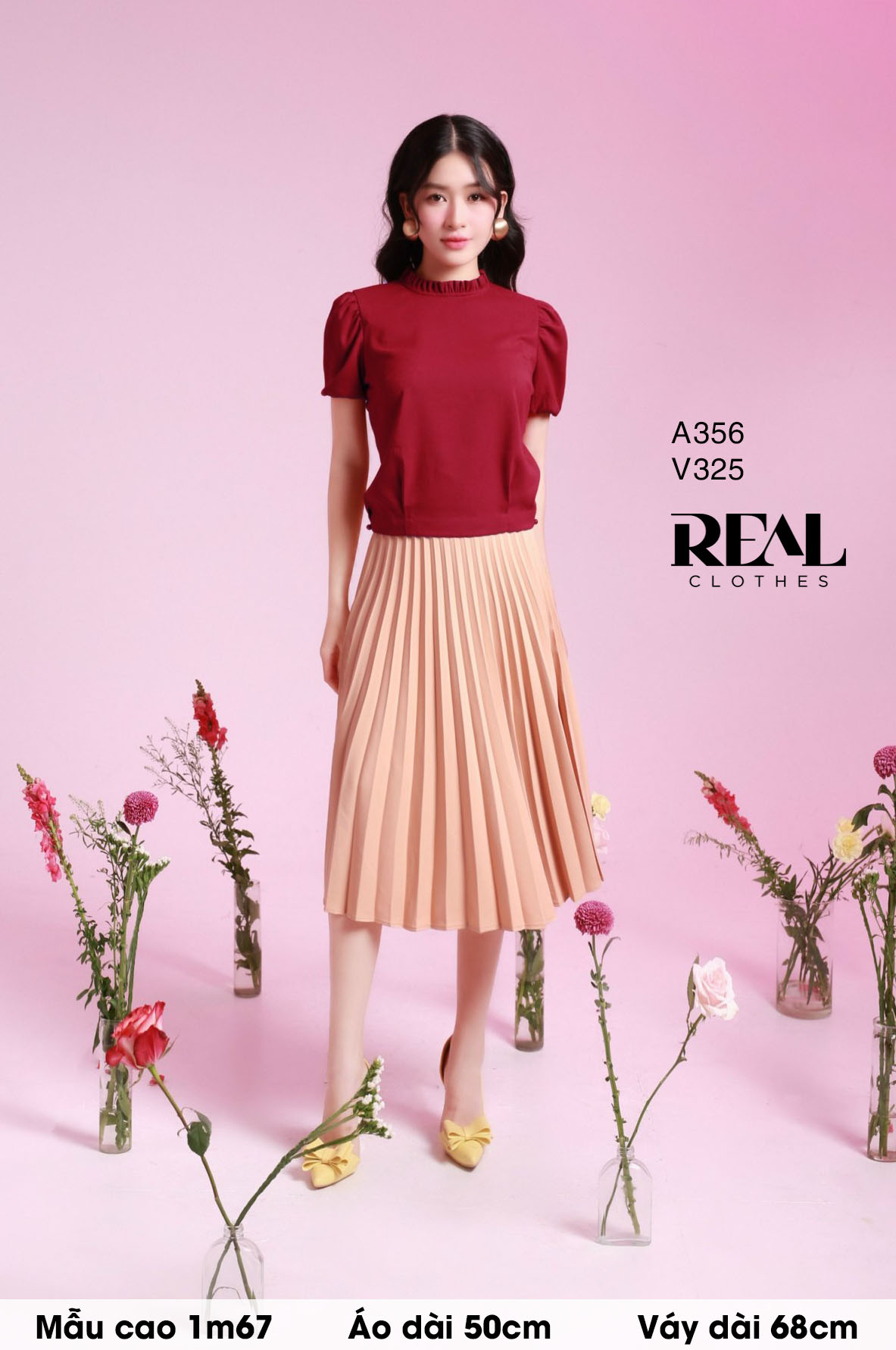 Váy rẻ quạt nude (kèm belt) FINAL SALE